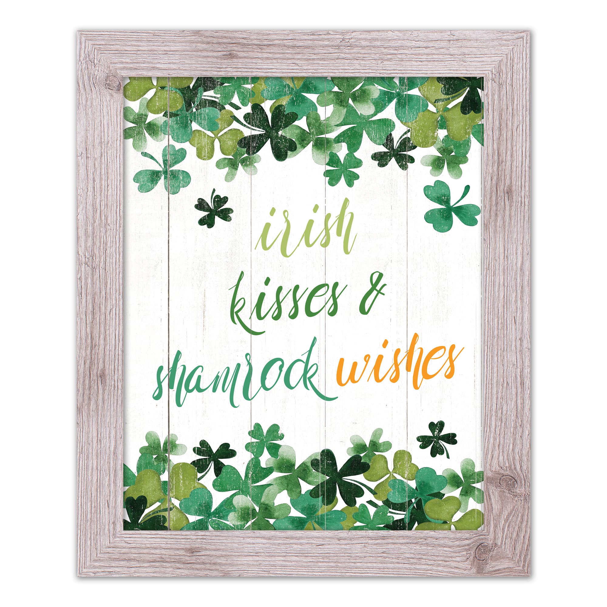 Irish Kisses Shamrock Wishes Framed Print 16" x 20" Western White Framed Print