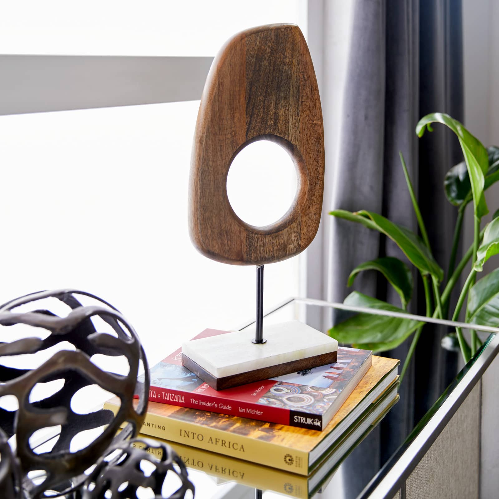 18" Brown Mango Wood Modern Sculpture