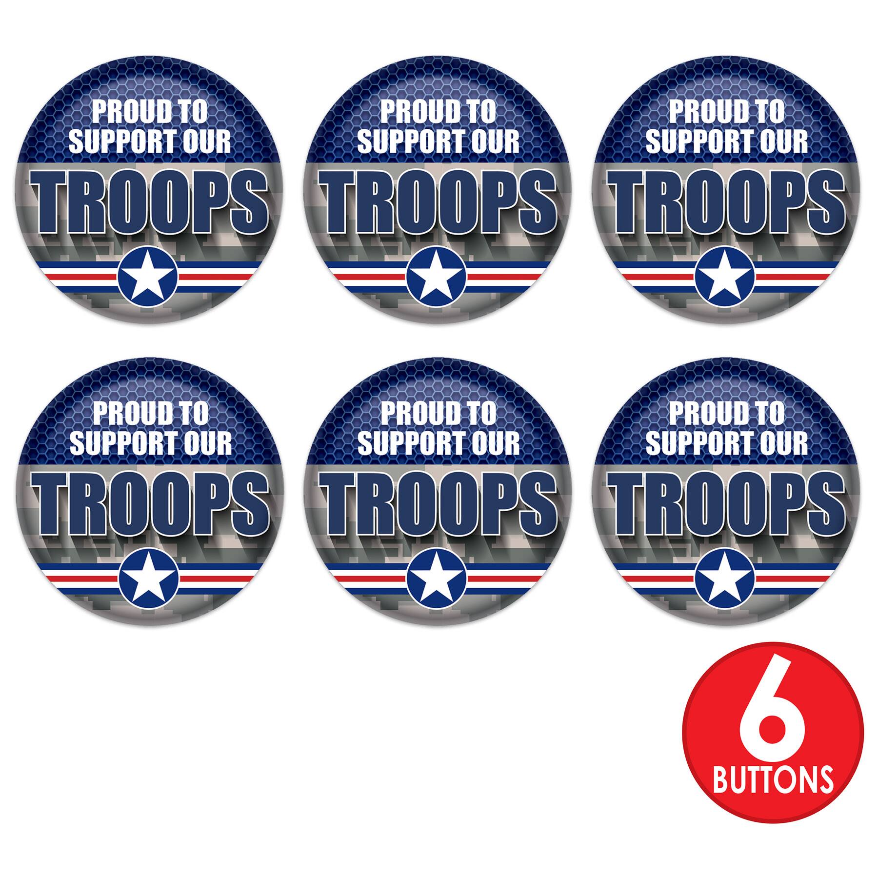 Beistle 2" Camouflage Proud to Support Our Troops Buttons, 6ct.