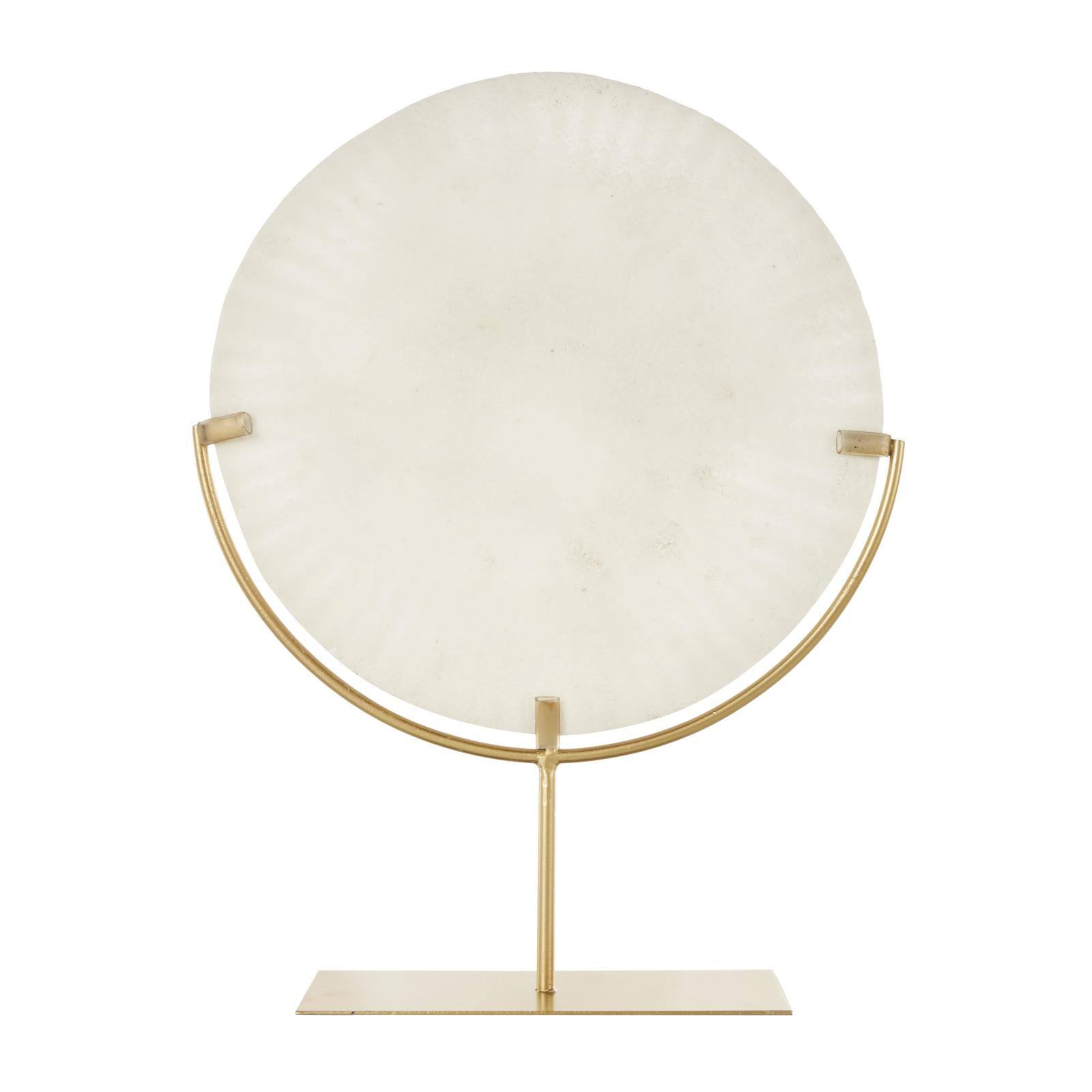 19" Cream & Gold Circle Disk Decorative Sculpture