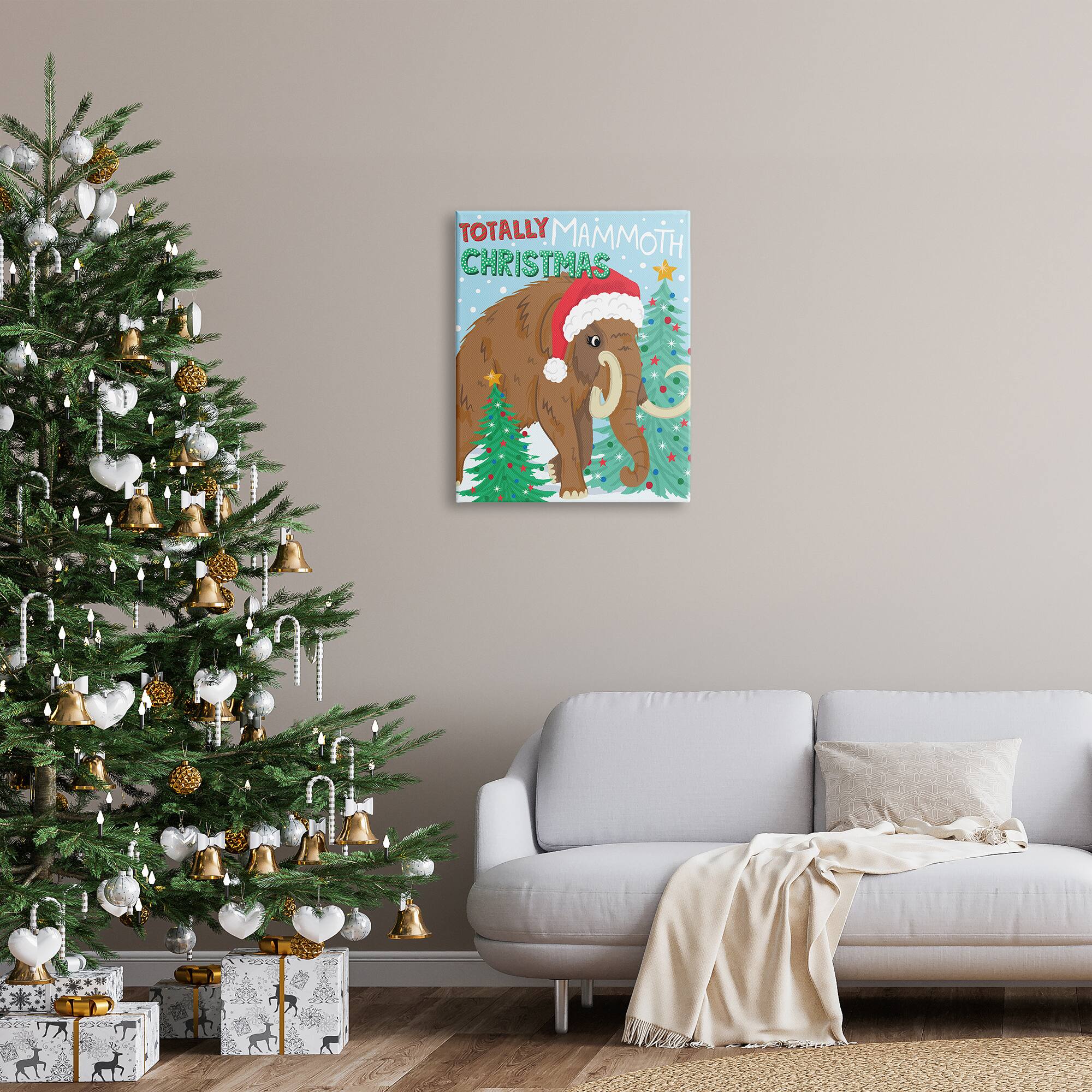Stupell Industries Totally Mammoth Christmas Scene Canvas Wall Art