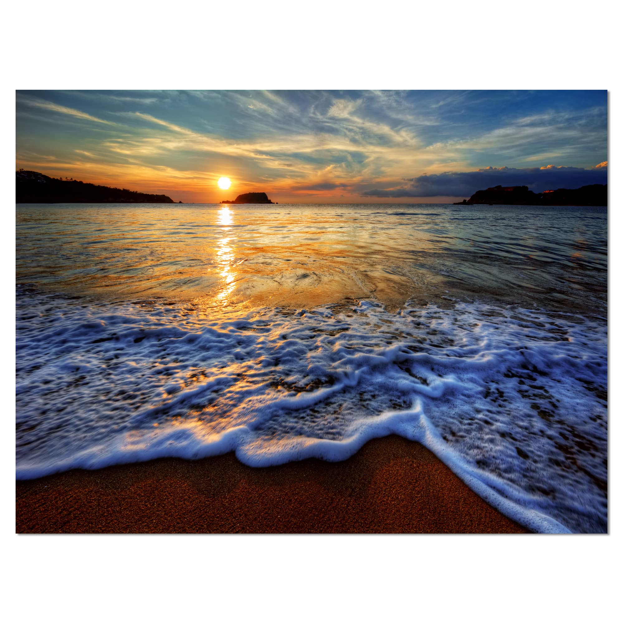 Designart - Peaceful Sandy Beach with Waves