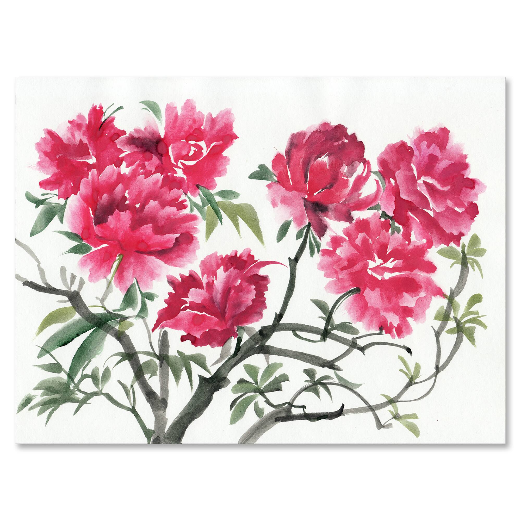 Designart - Vintage Purple Azalea Flower - Traditional Canvas Wall Art Print