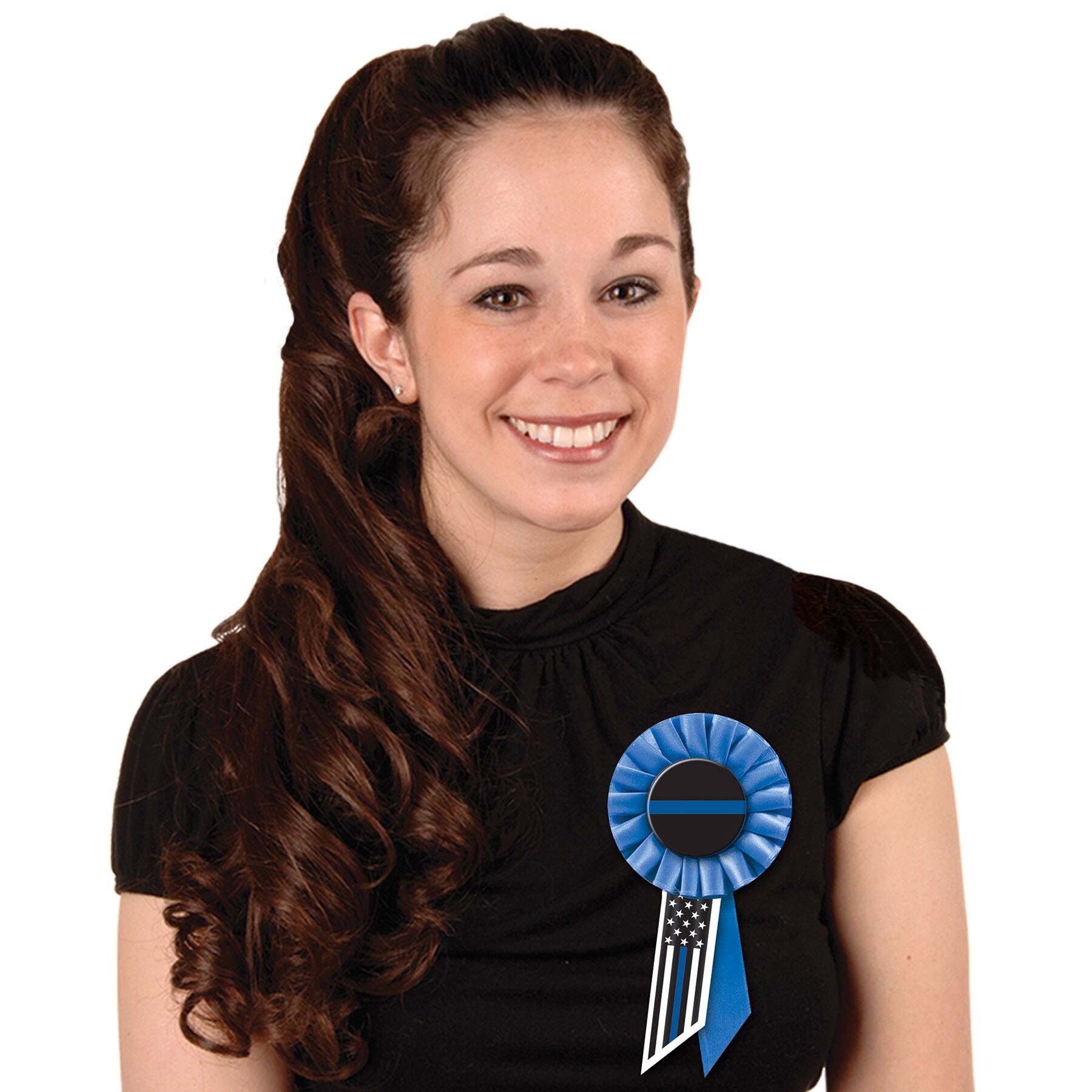 Beistle 6.5" Blue Stripe Law Enforcement Rosettes, 2ct.