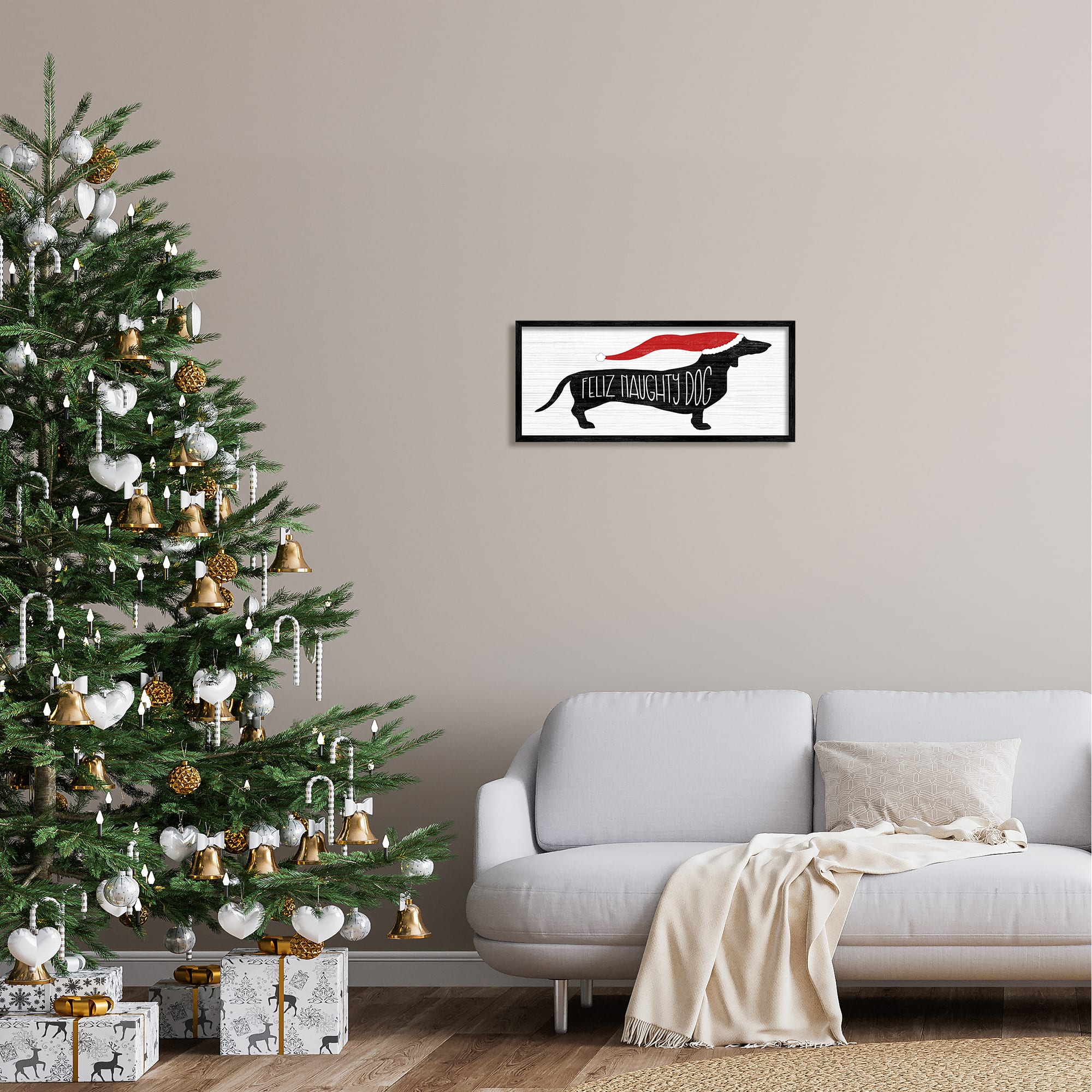 Stupell Industries Funny Feliz Naughty Dog Dachshund Framed Giclee Art