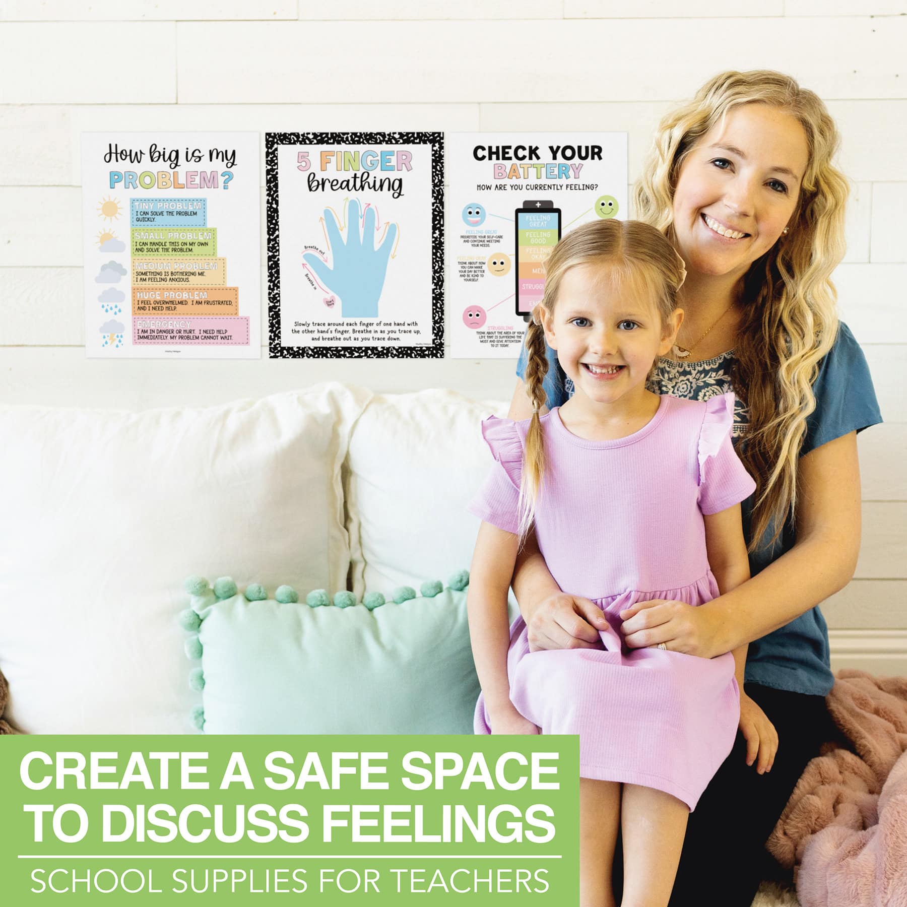 Hadley Designs 11" x 14" Colorful Dark Calming Corner & Feelings Chart Posters Set
