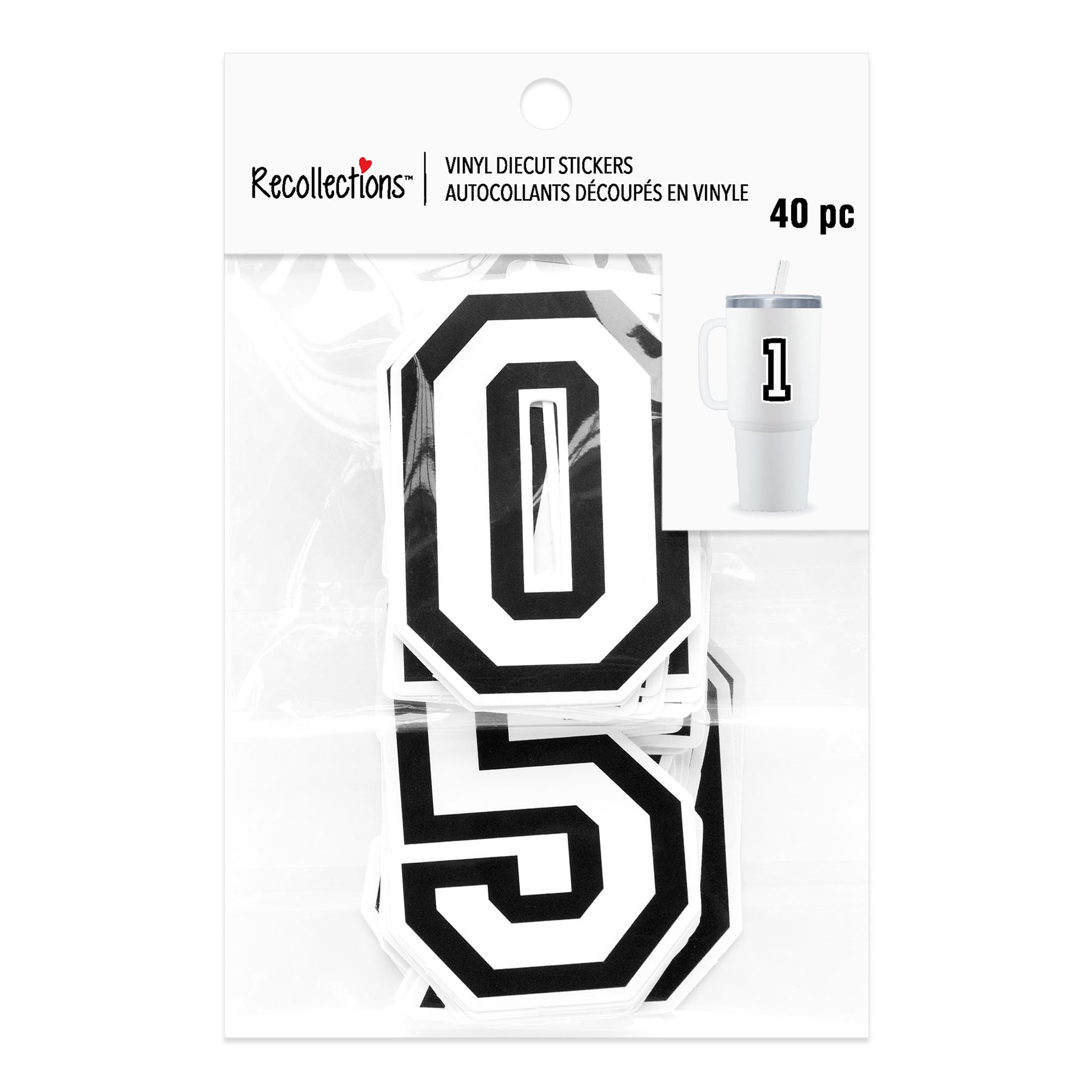Black and White Numbers Vinyl Die Cut Stickers by Recollections™