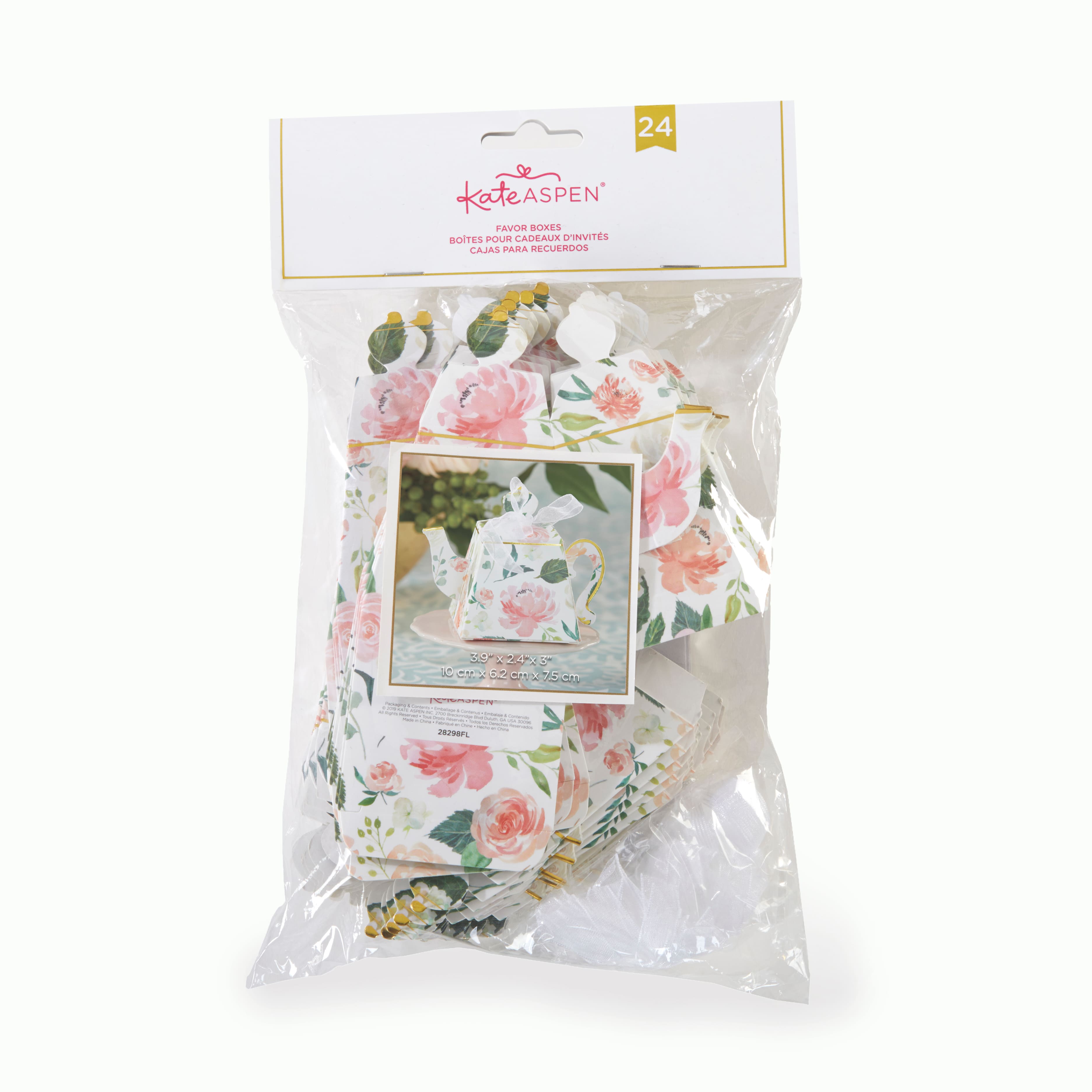 Kate Aspen® Brunch Floral Teapot Favor Box Set, 24ct.