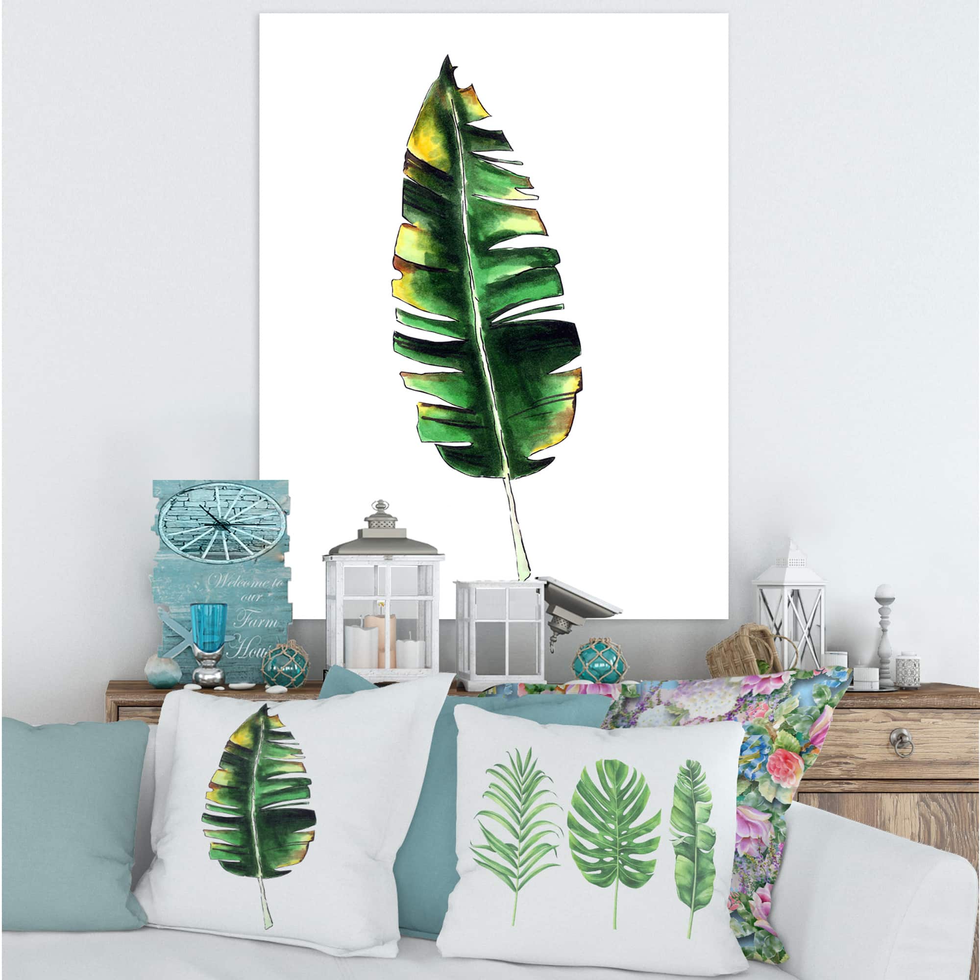 Designart - Single Banana Leaf - Bohemian & Eclectic Canvas Wall Art Print