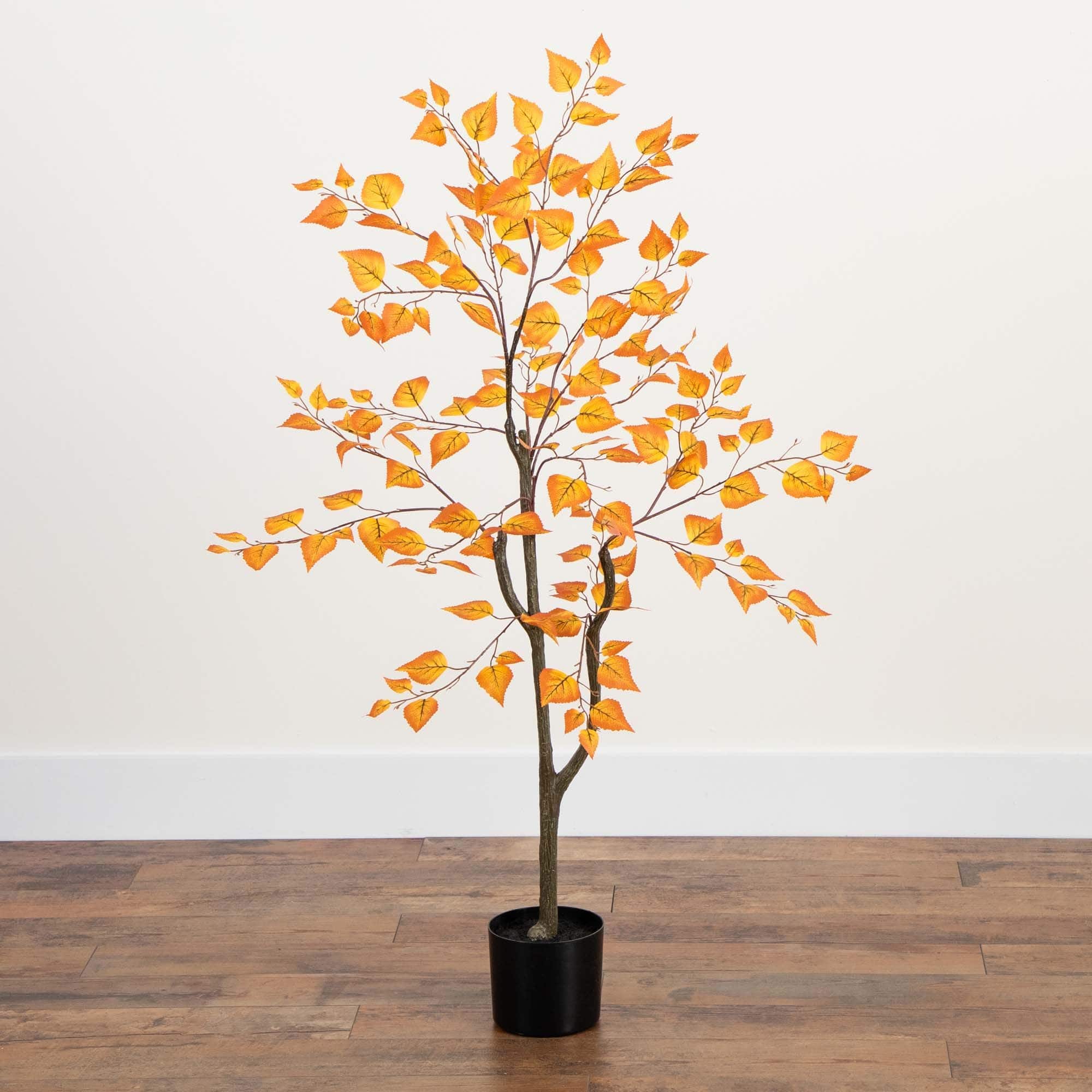 4ft. Orange Autumn Birch Leaf Artificial Potted Tree