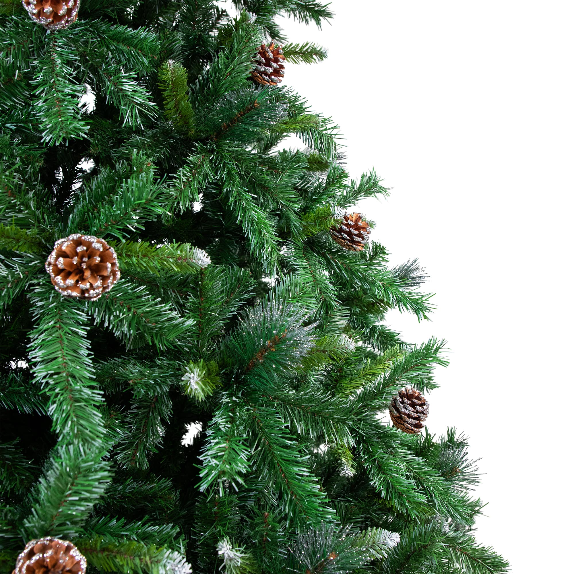 Northlight 12ft. Unlit Green Full Two-Tone Buckeye Glittered Pine & Pinecones Artificial Christmas Tree