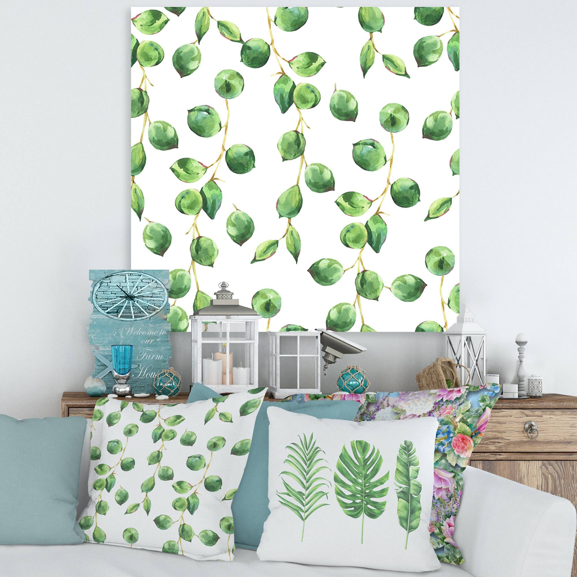 Designart - Tropical Green Leaves Patern
