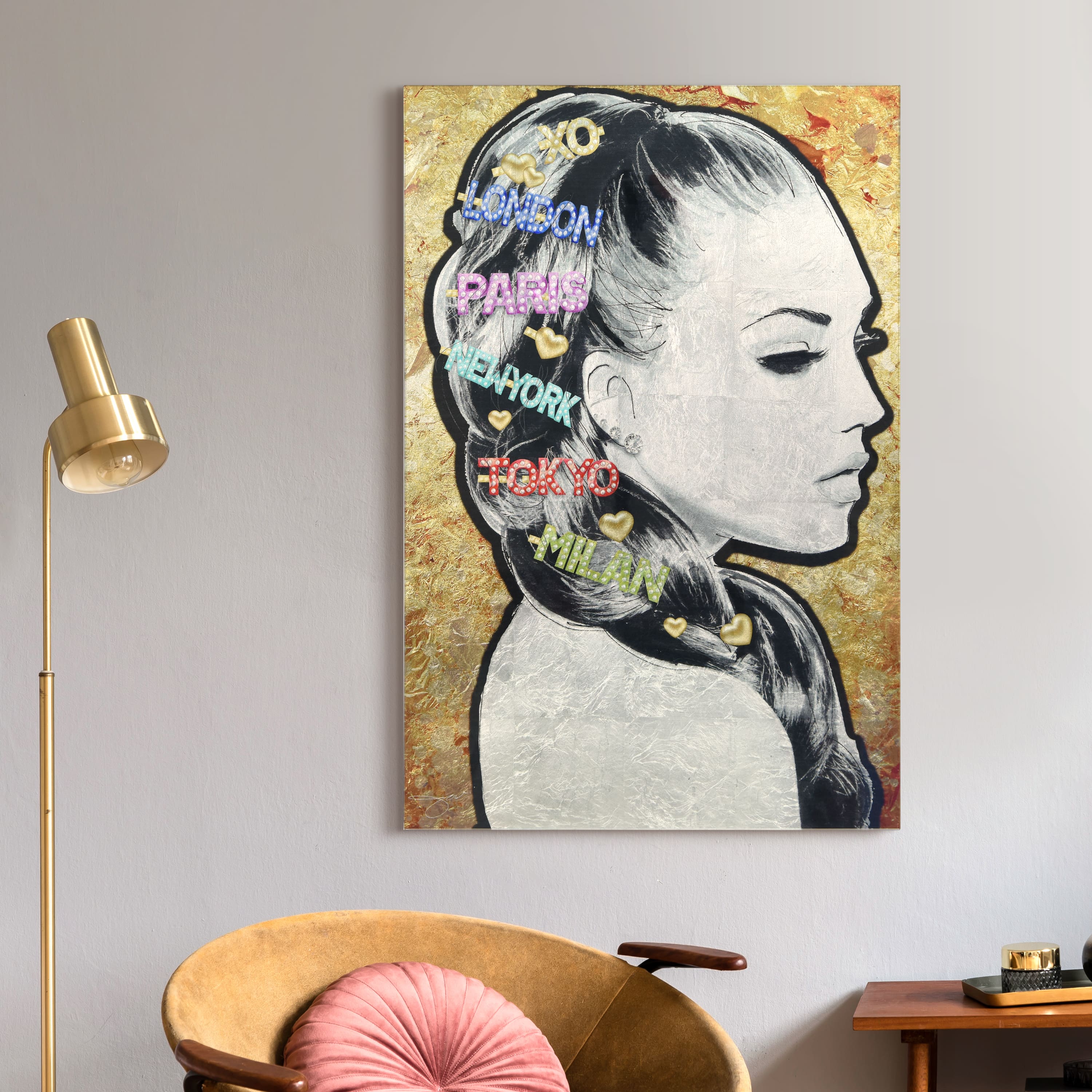 Empire Art Direct Silver Leaf Vetro de Arte 36" x 24" City Clips Frameless Printed Tempered Glass Wall Art