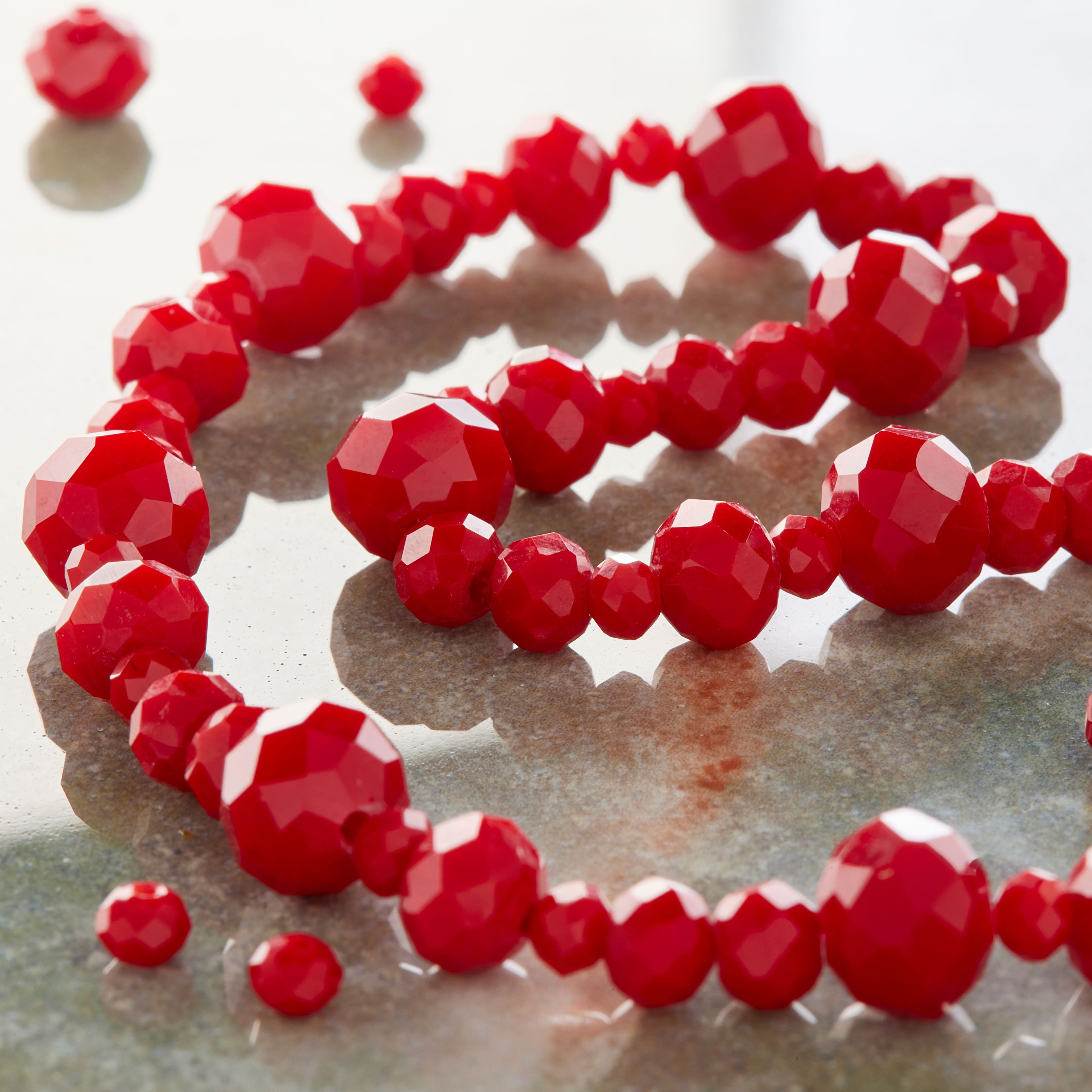 12 Pack: Red Faceted Glass Rondelle Beads by Bead Landing™
