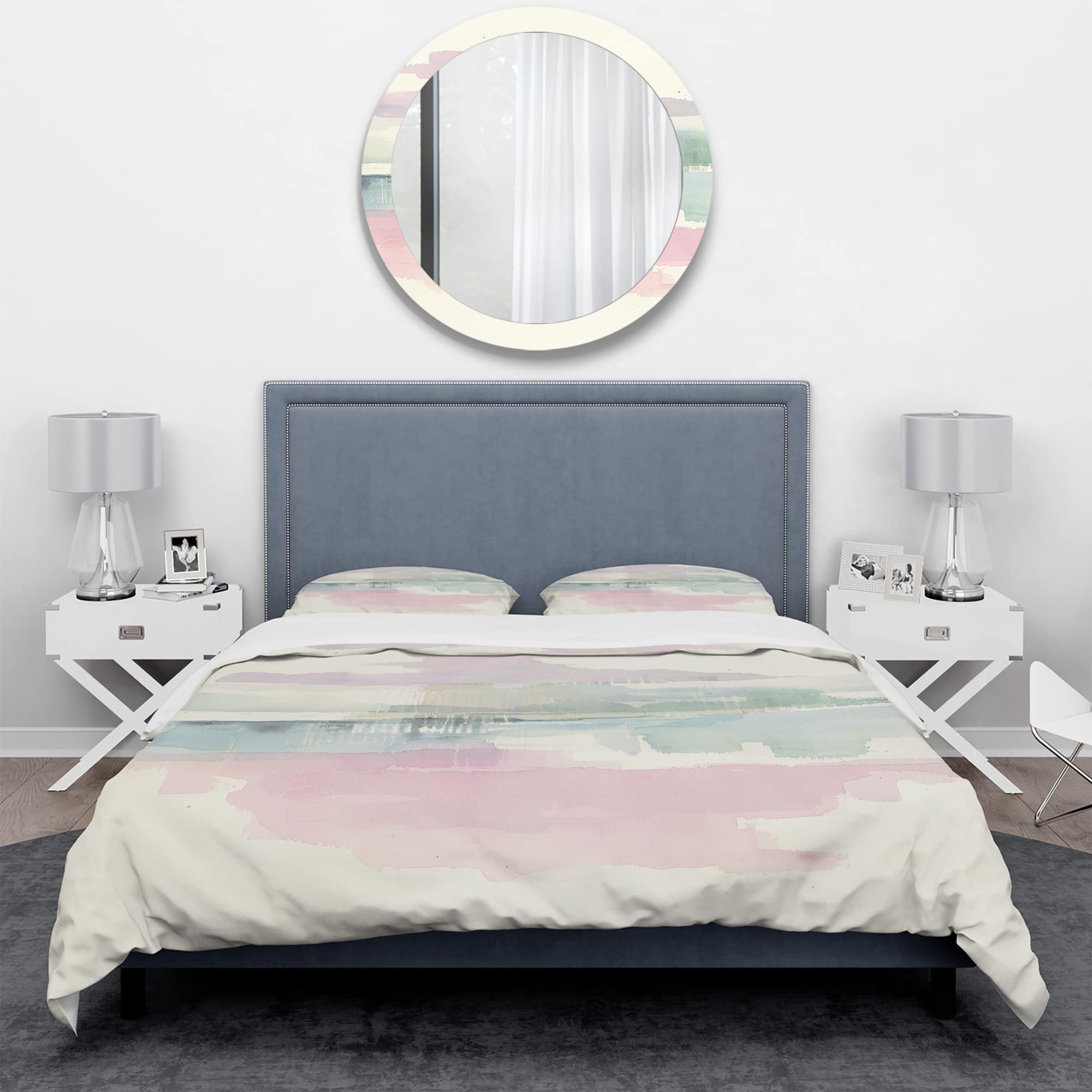 Designart 'Pink Lifting Fog' Geometric Bedding Set