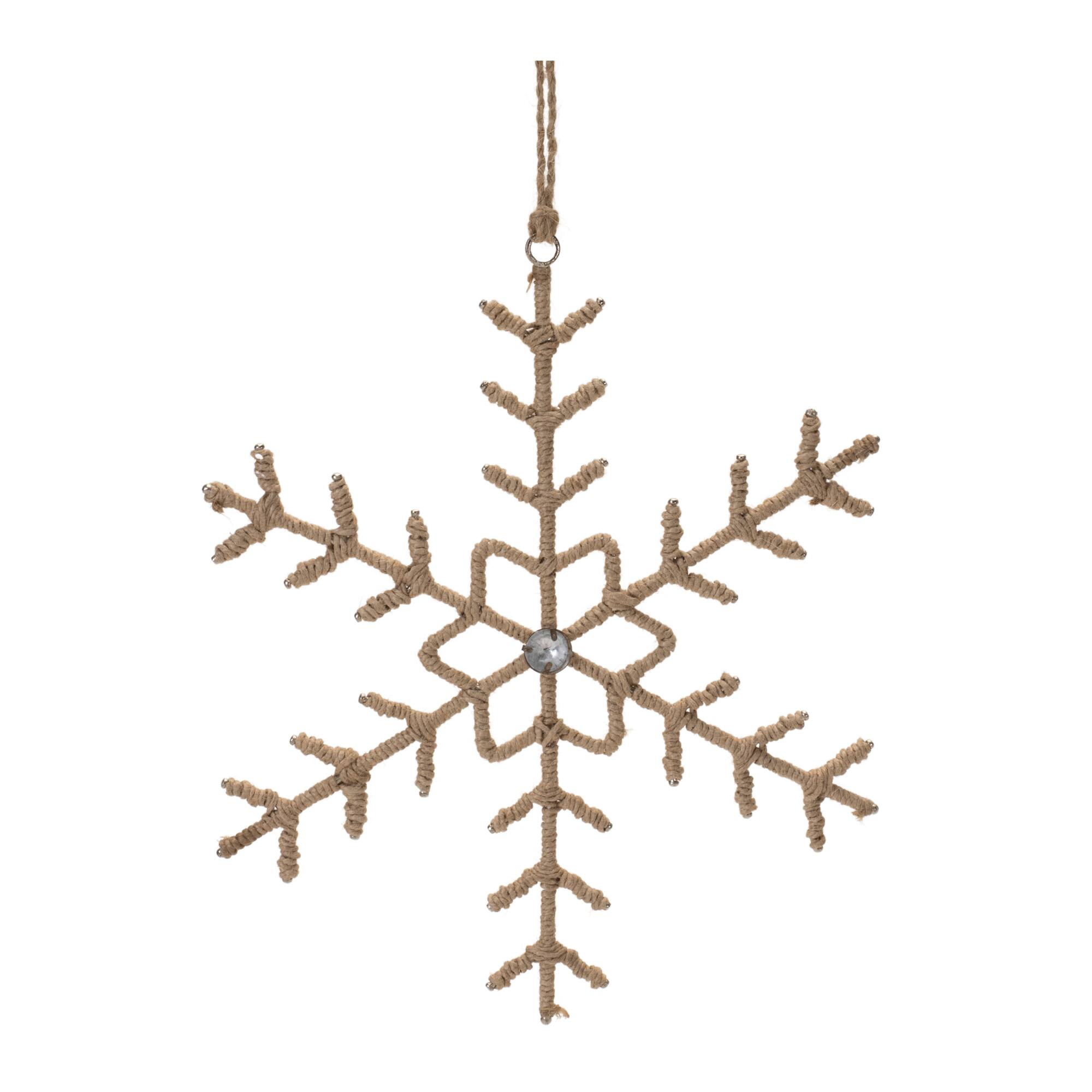 Jute Wrapped Metal Snowflake Oranment Set