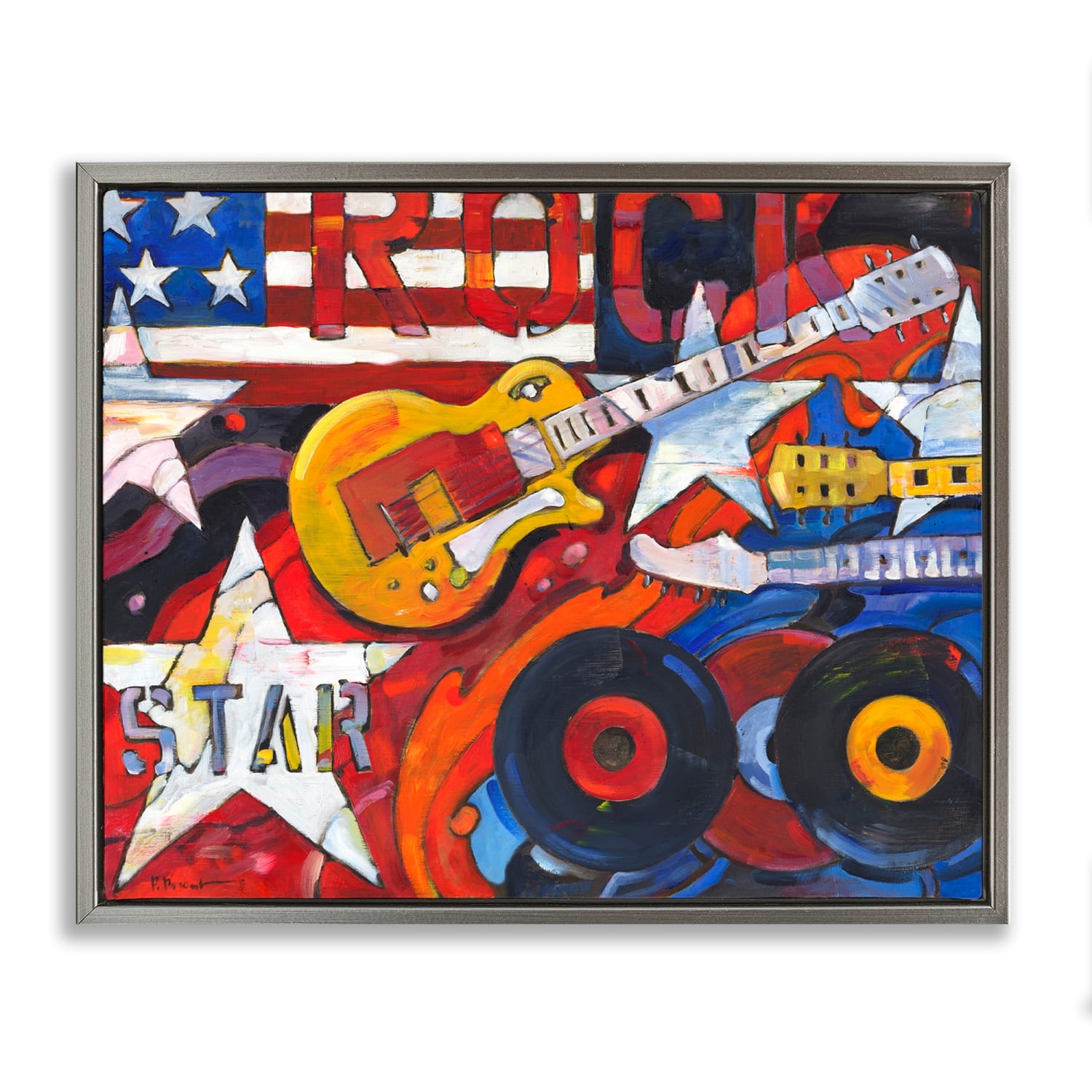 Stupell Industries Rockstar Americana Music Tribute Floater Framed Art in Gray | 21" x 17" | Michaels&reg;