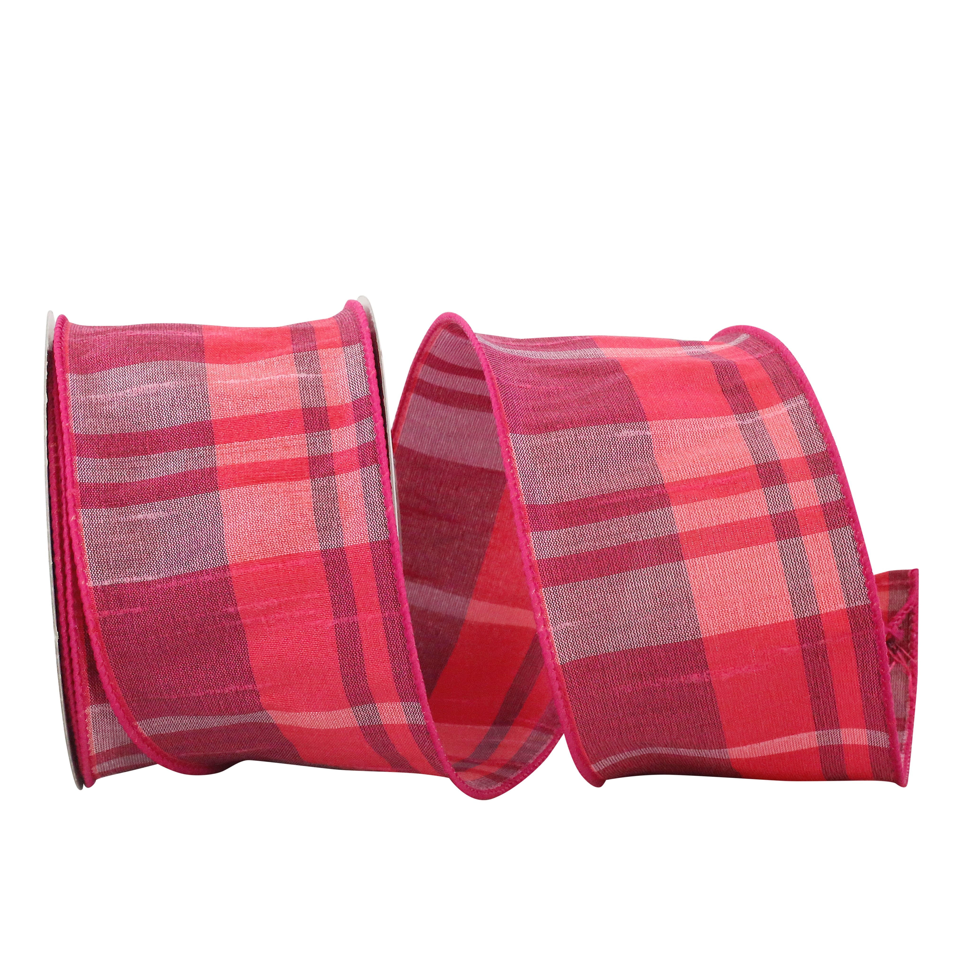 JAM Paper 2.5" x 10yd. Wired Sherbet Plaid Ribbon