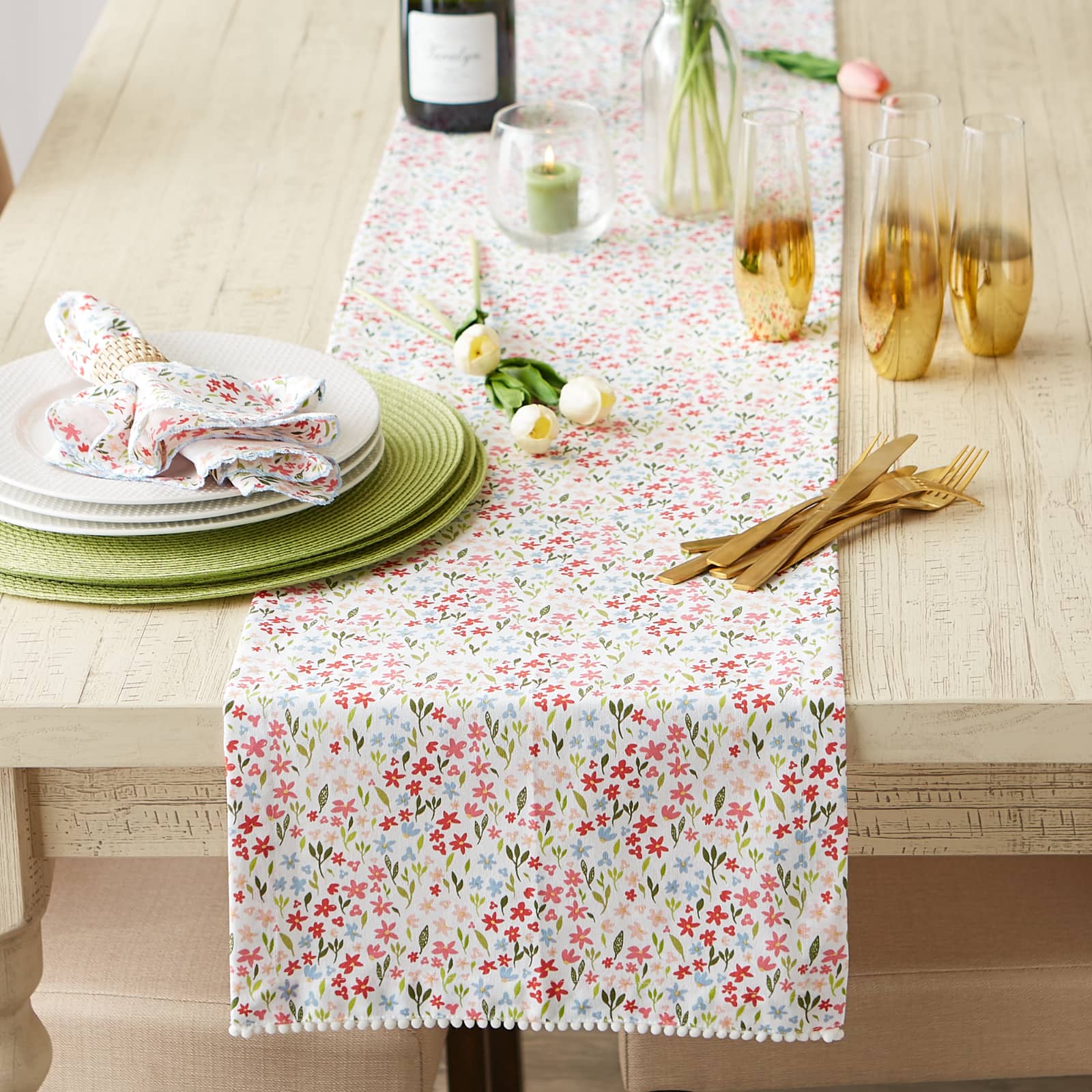 Sweet Flowers Printed Table Runner 14" x 108"