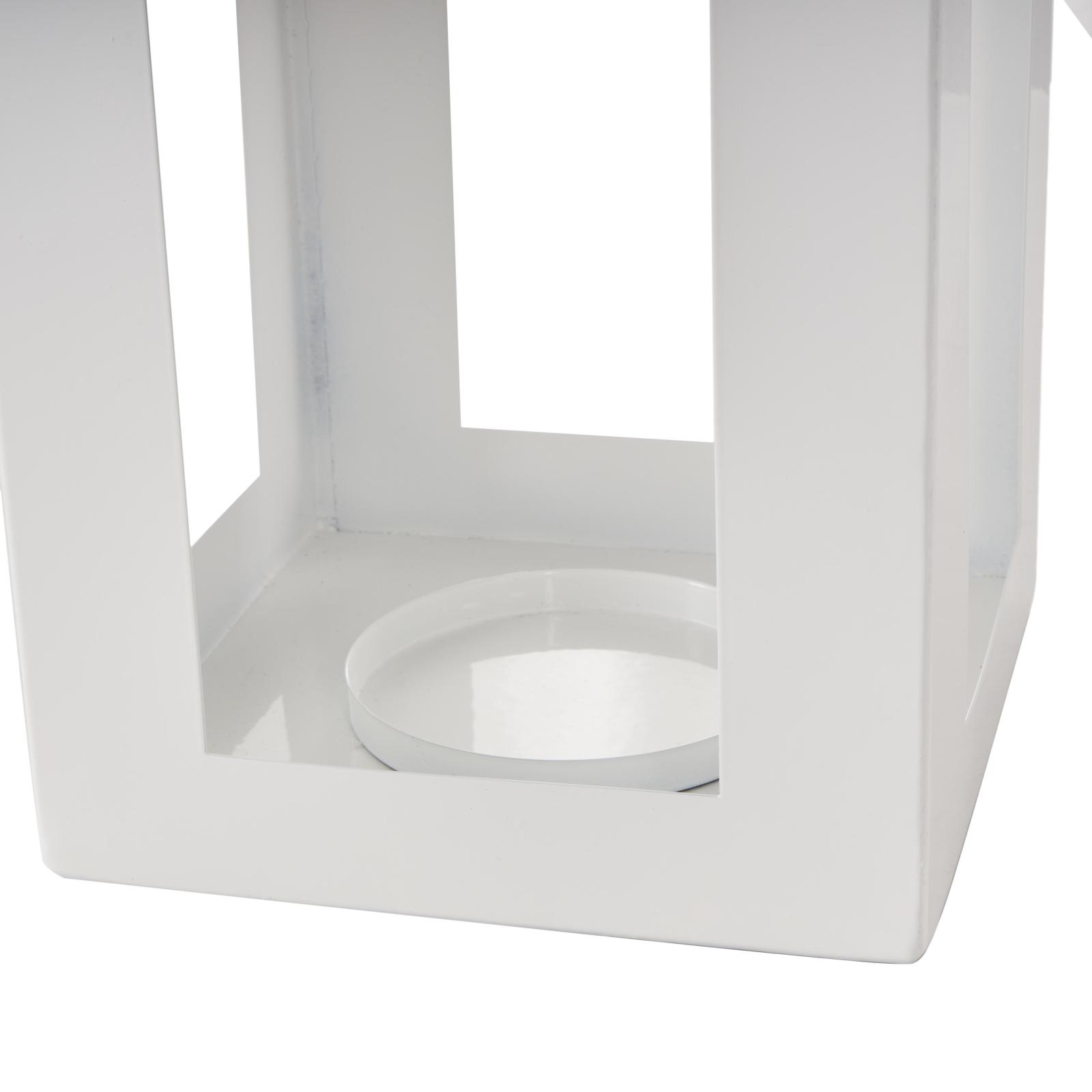 27" White Metal Arched Cutout Candle Lantern