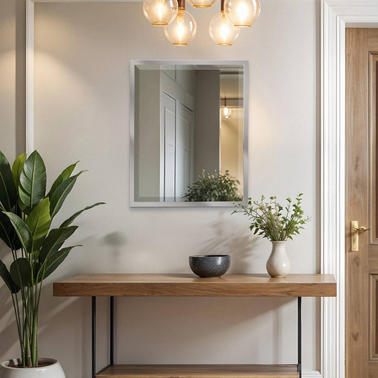 Head West Chrome Stainless Steel Beveled Wall Mirror