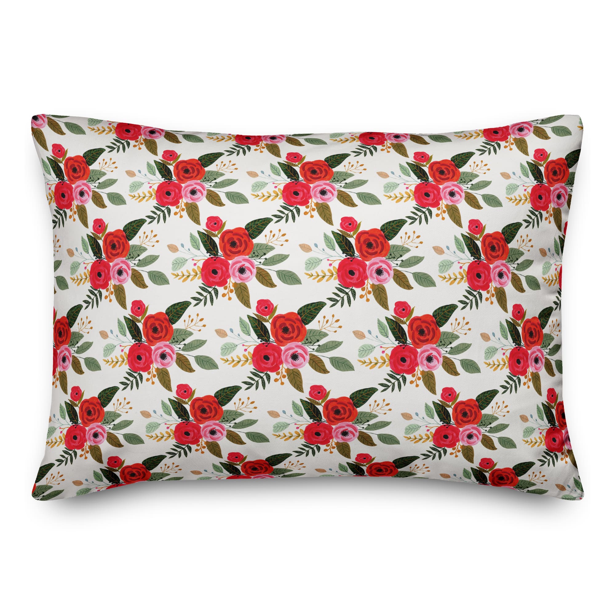 Red Flowers Throw Pillow