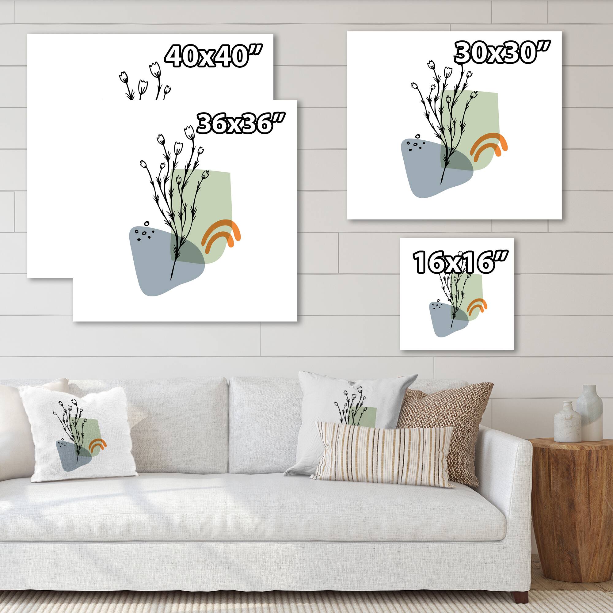 Designart - Abstract Flowers On Minimal Shapes II