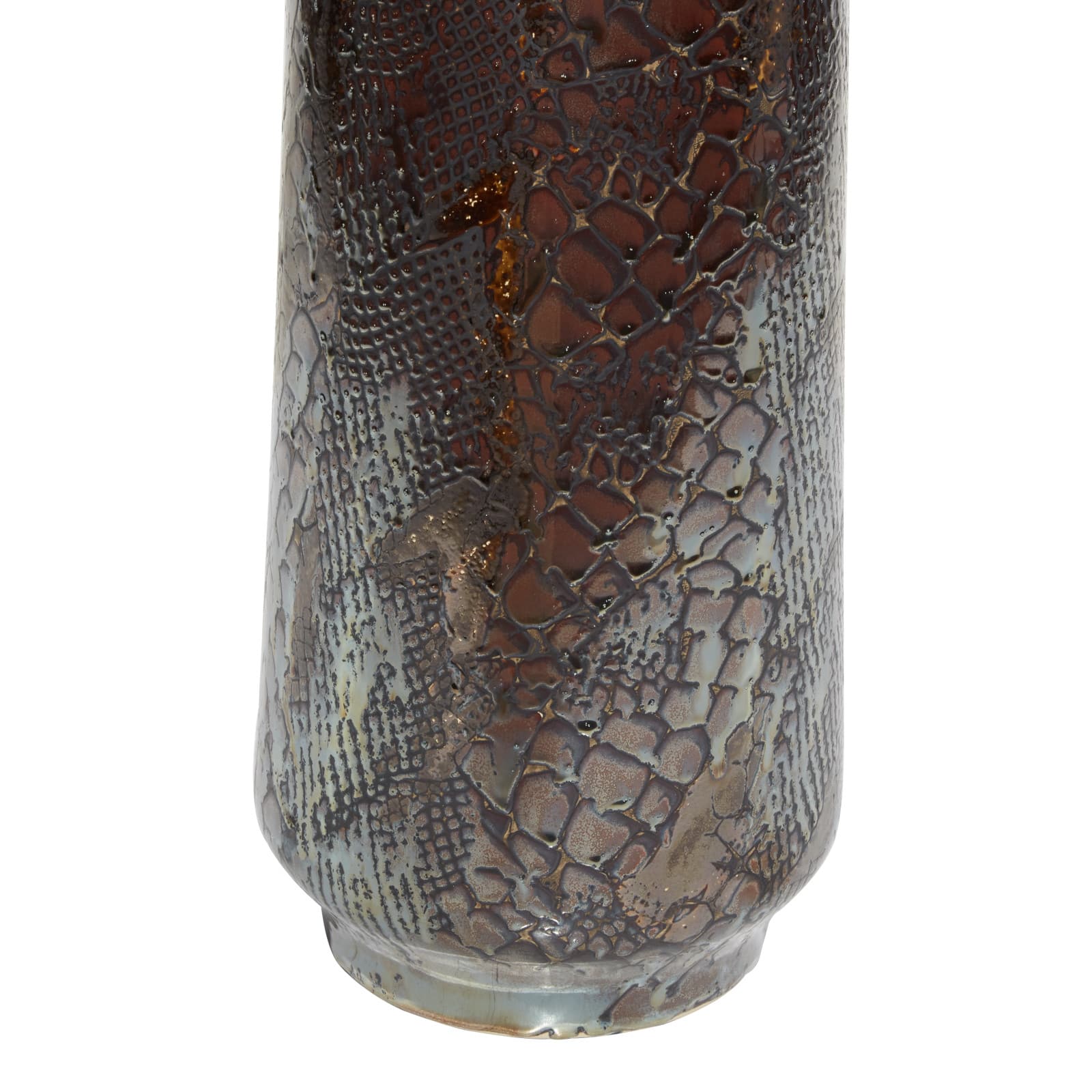 Silver Ceramic Contemporary Vase, 36" x 8" x 8"