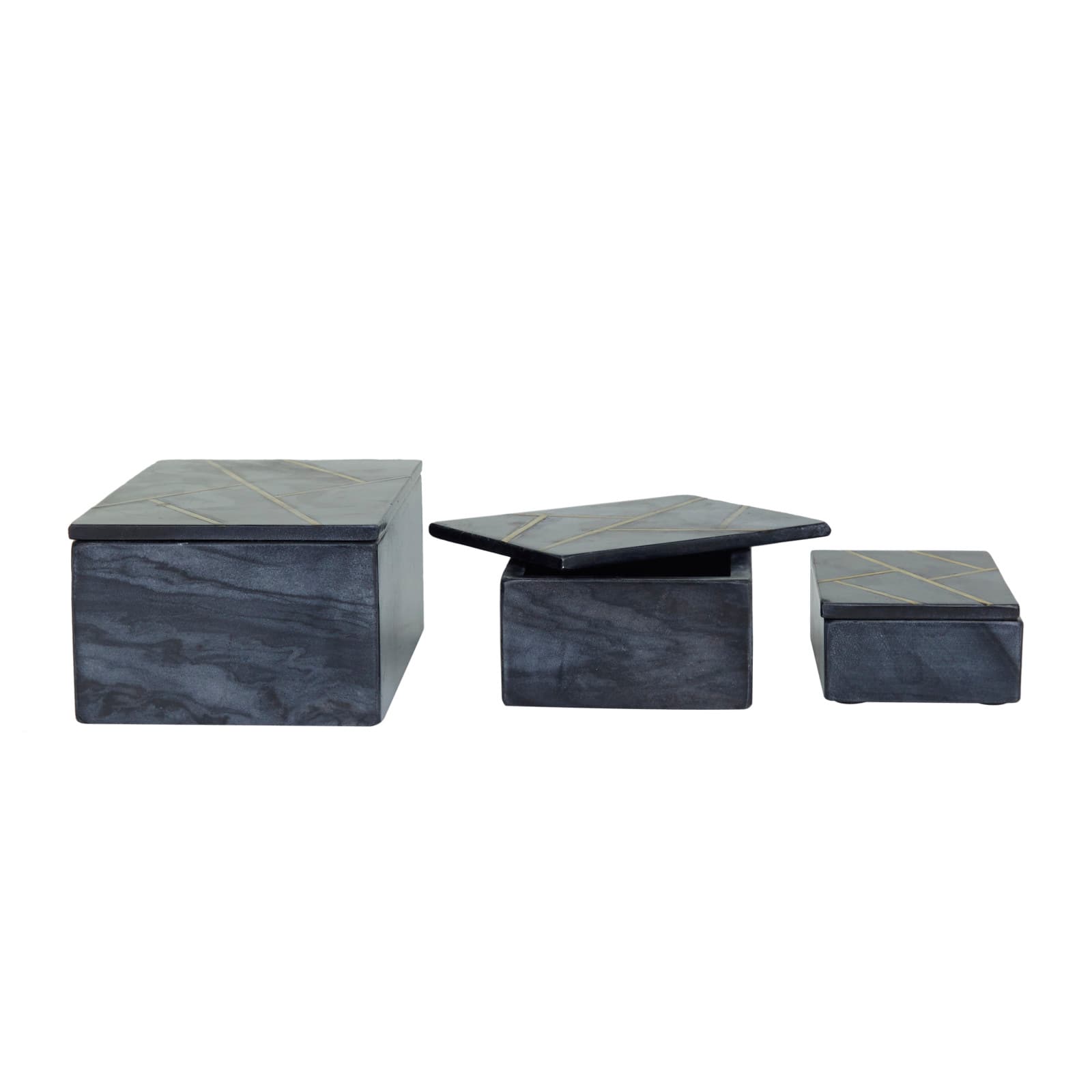 Black Marble Modern Boxes, 3ct.