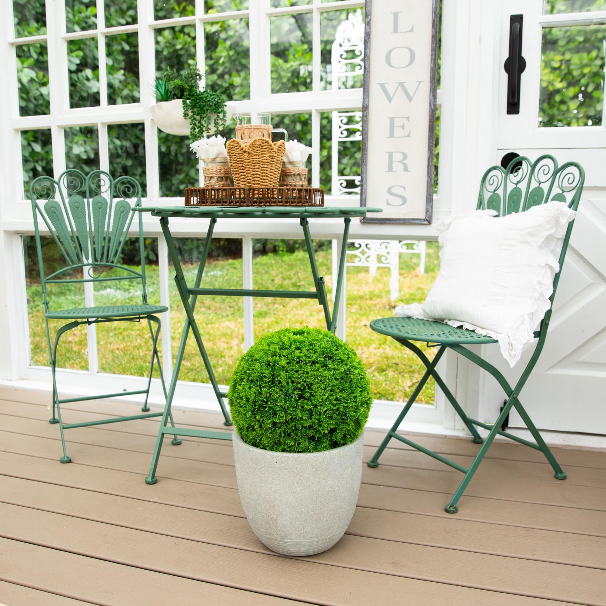 16in. UV Resistant Artificial Mediterranean Cypress Topiary Plant (Indoor/Outdoor)