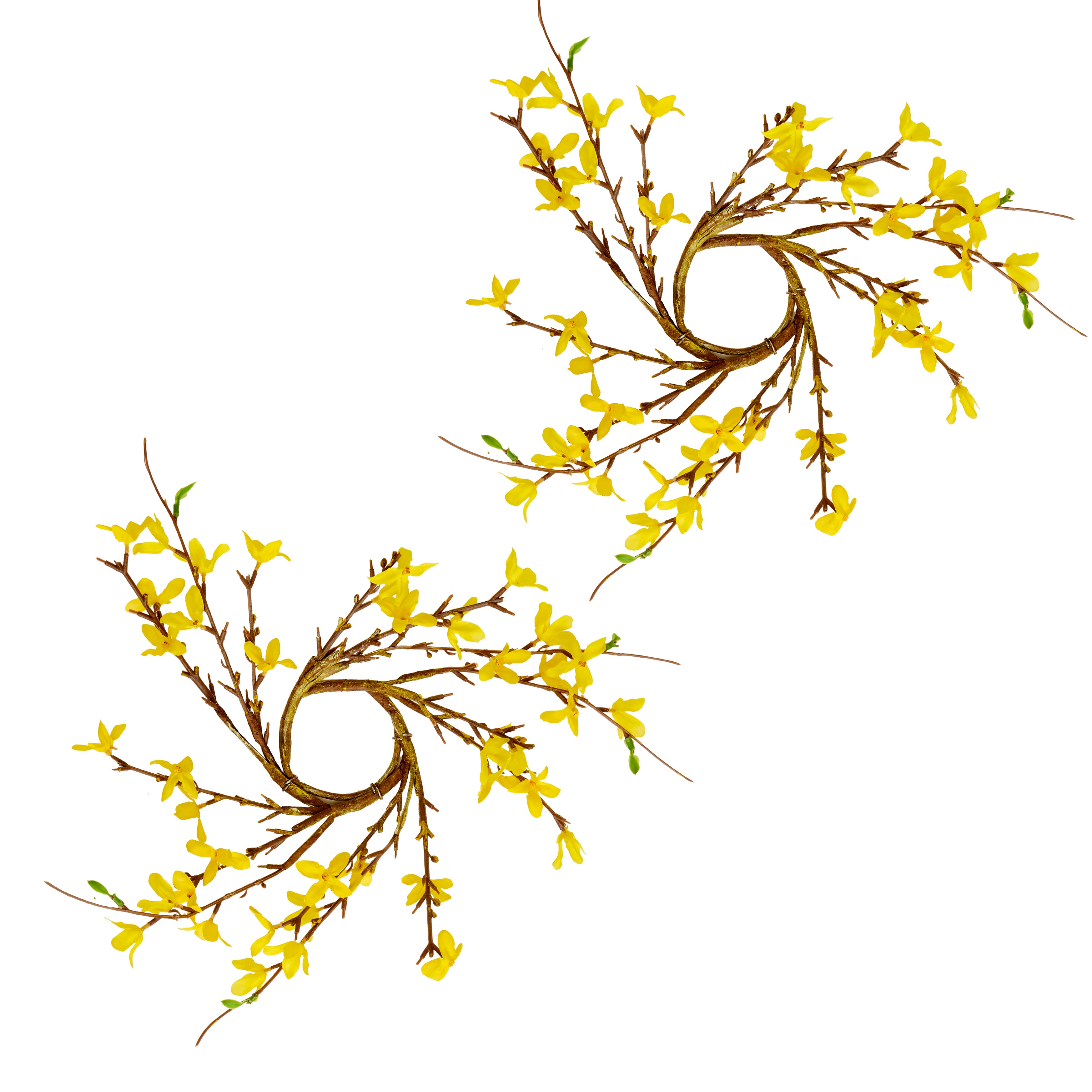 3.25" Artificial Spring Flower Forsythia Pillar Candle Rings, 2ct.