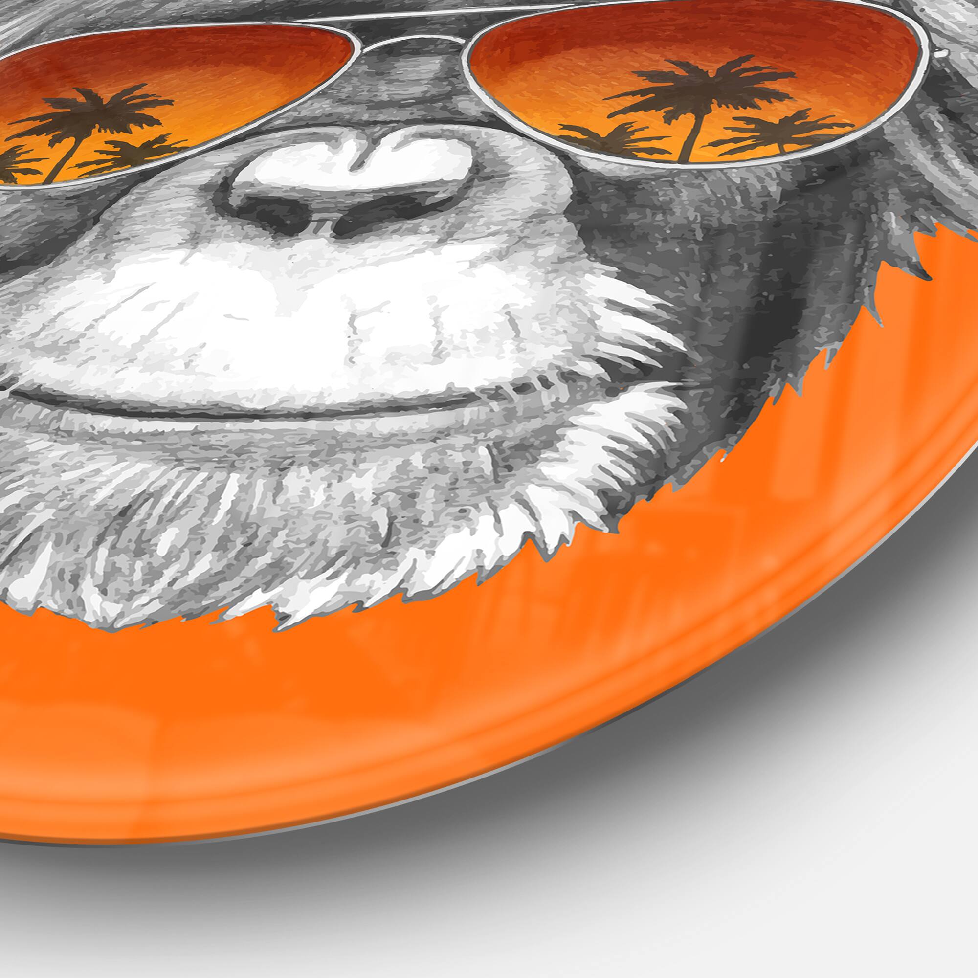 Designart - Monkey with Mirror Sunglasses' Disc Animal Metal Circle Wall Art