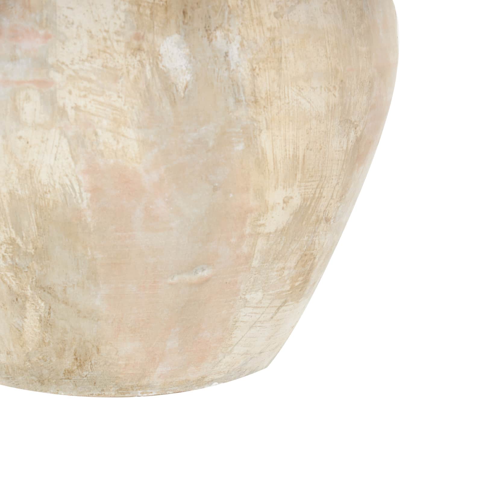 14.5" Beige & Shades of Pink Antique Wide Ceramic Vase