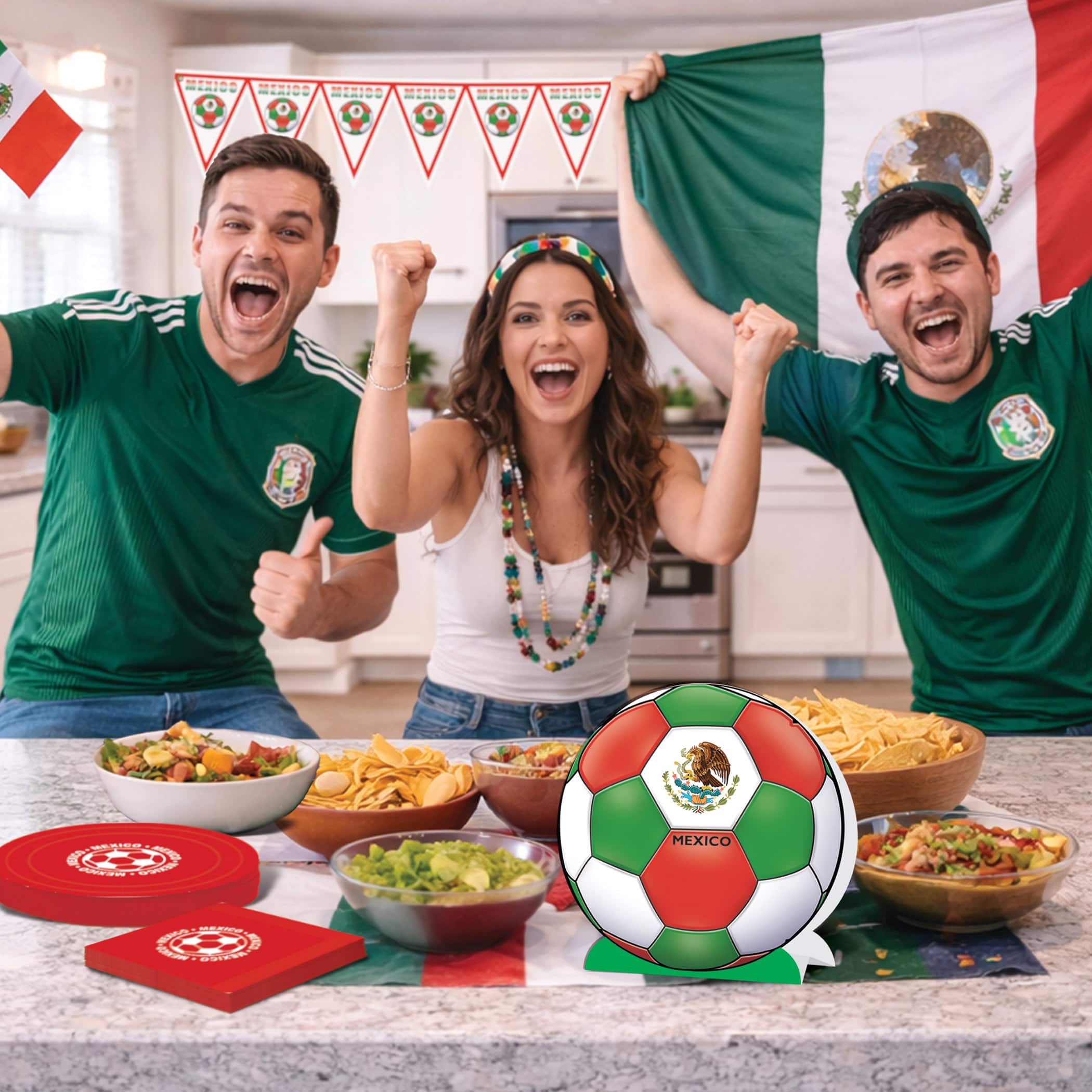 9.25" Mexico 3D Soccer Ball Centerpieces, 2ct.