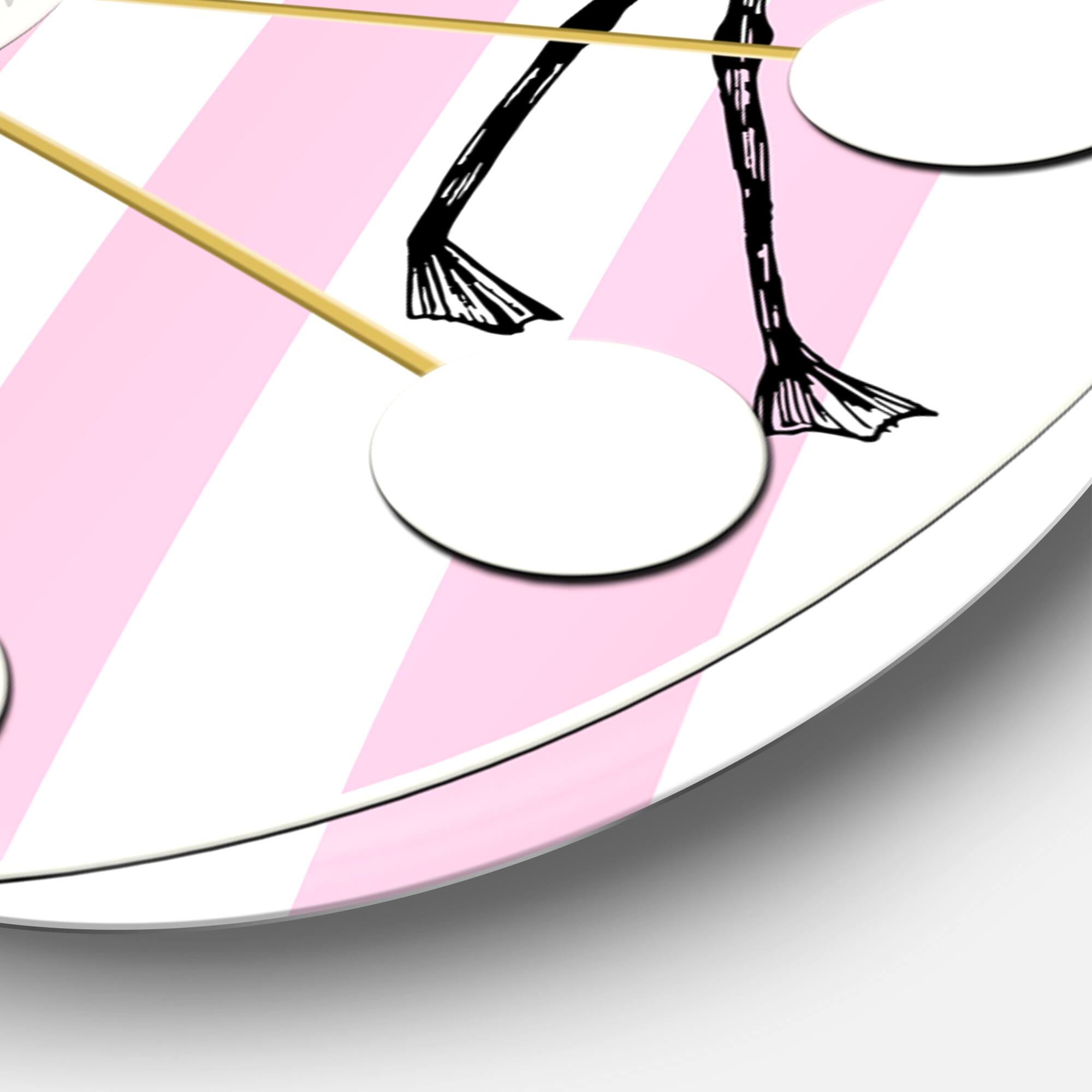 Designart 'Flamingo On Pink Mid-Century Modern Wall Clock