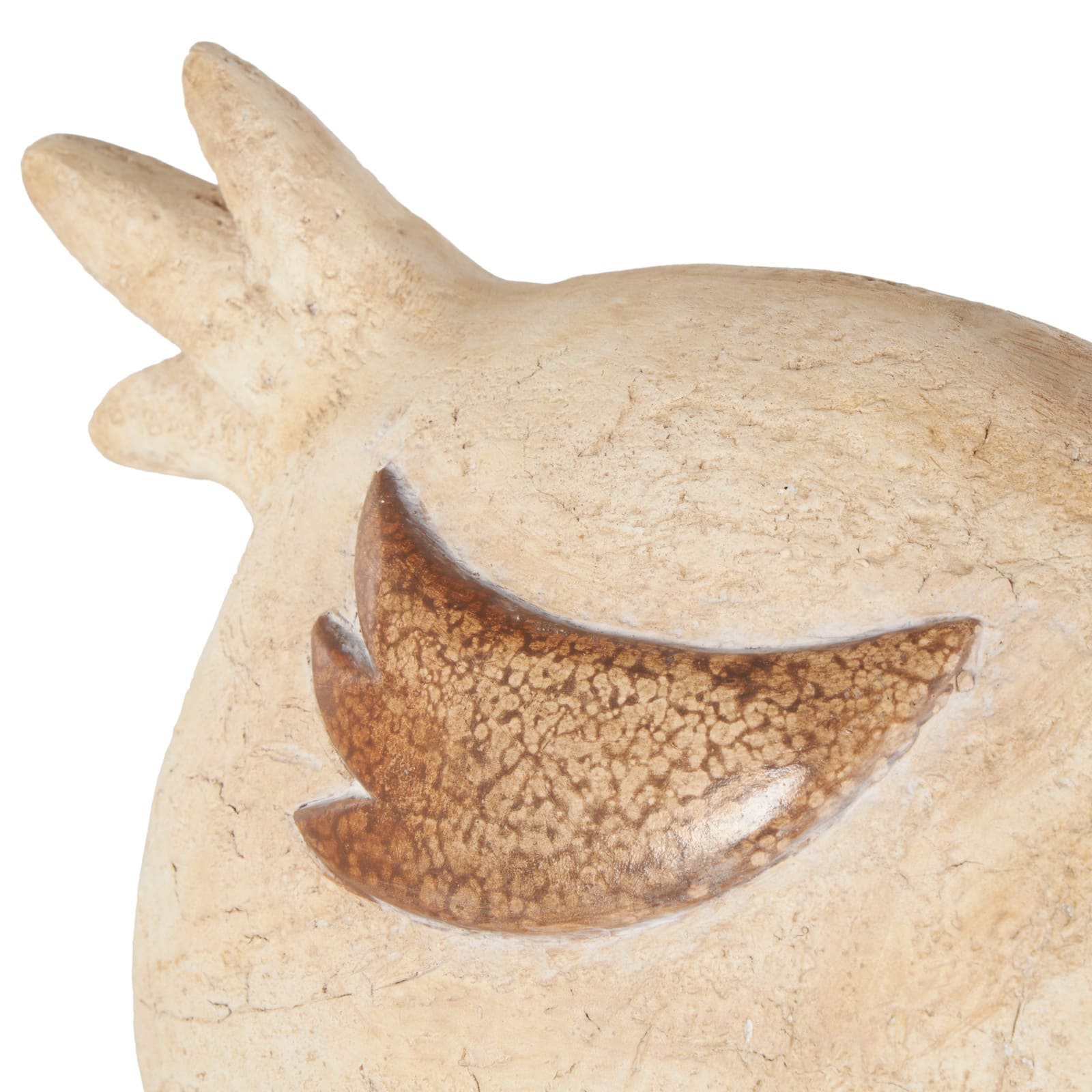9.5" Cream & Red Magnesium Oxide Rooster Sitting Garden Sculpture
