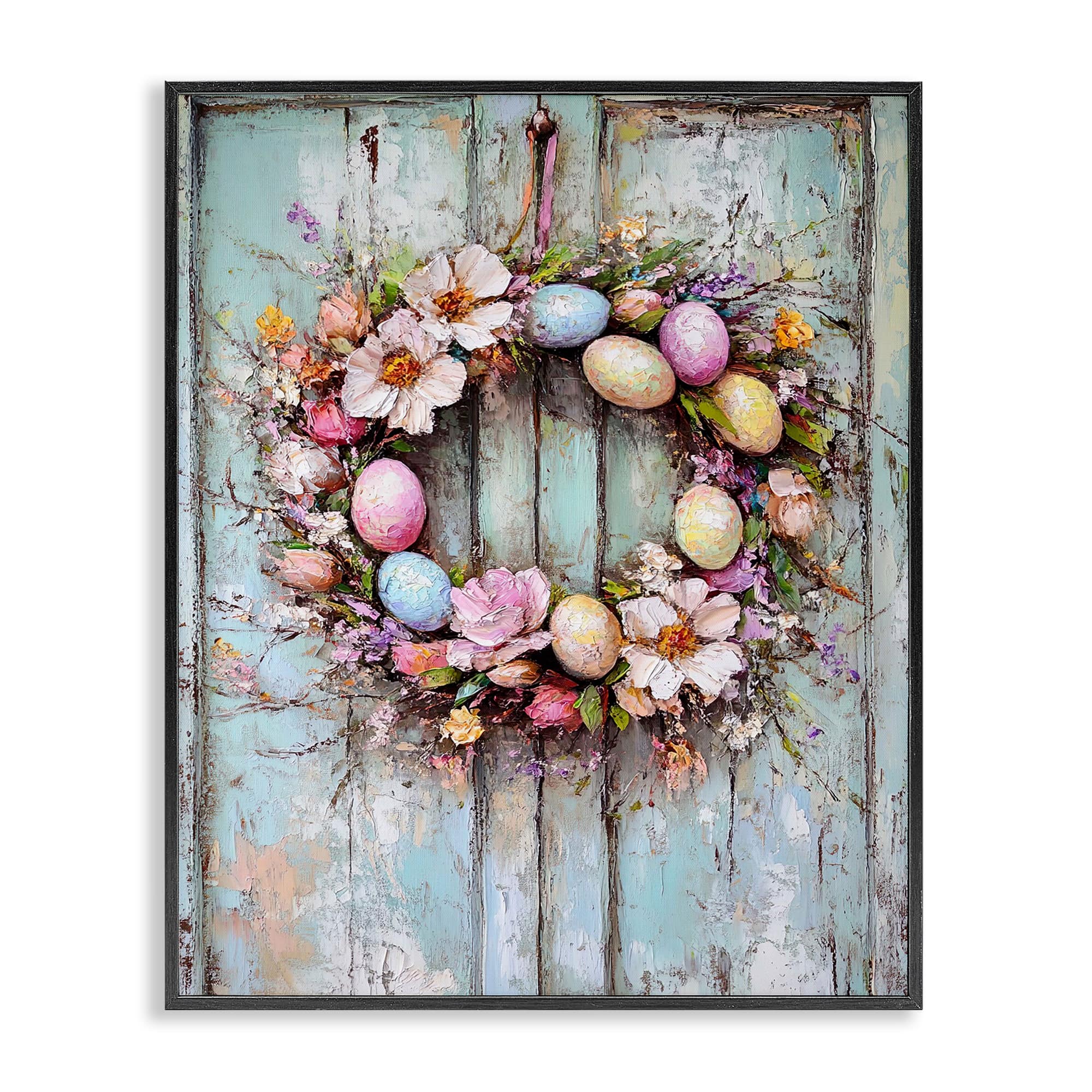 Stupell Industries Rustic Easter Egg Wreath Frame Giclée Wall Art