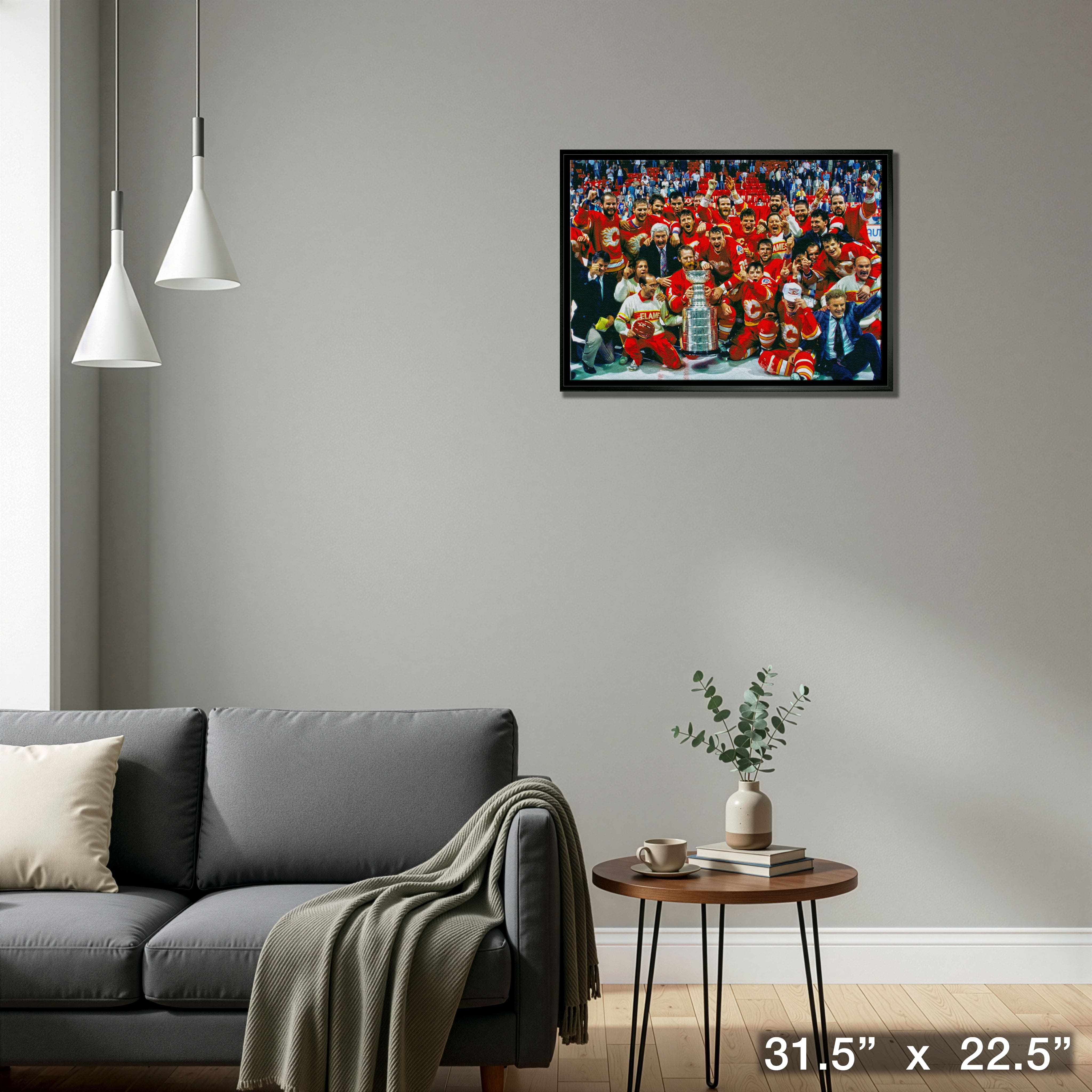 Calgary Flames 20" x 29" Framed Canvas 1989 Cup Celebration 31.5" x 22.5"