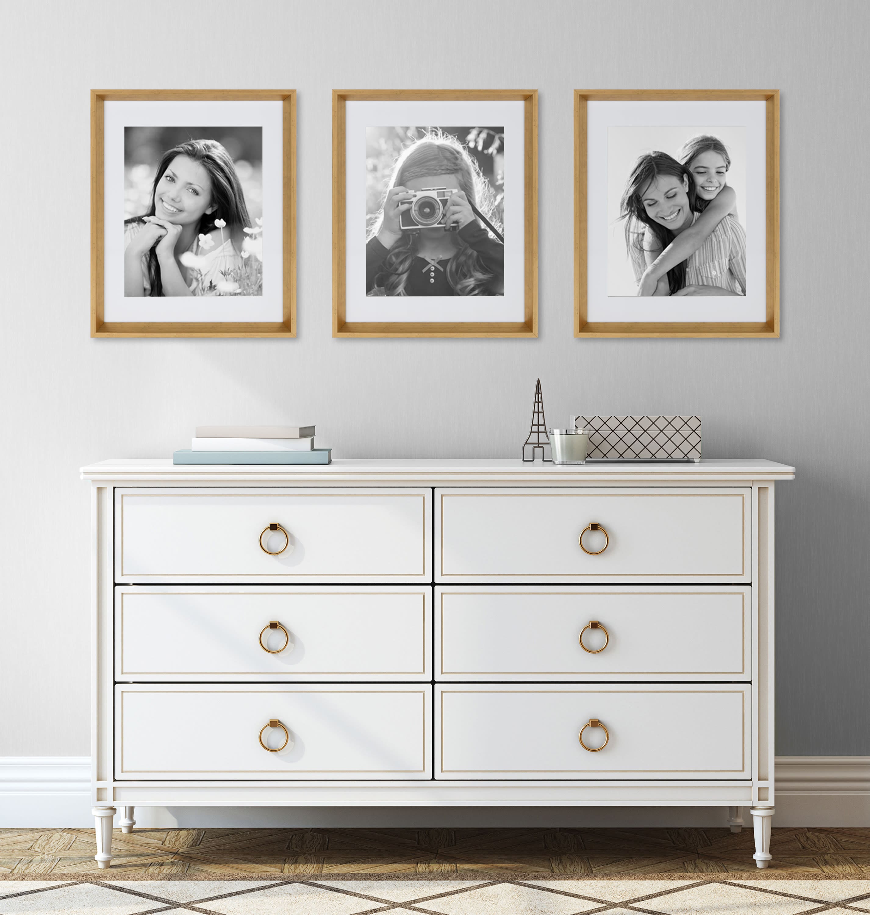 Kate and Laurel 14" x 18" Gold Calter Photo Frames with 11" x 14" Mat, 2ct.