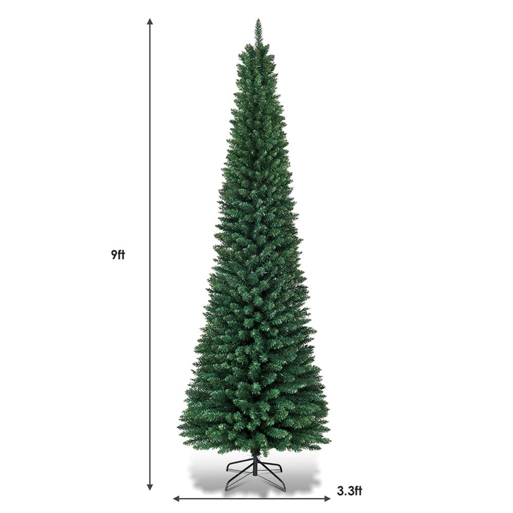 Costway 9ft. Green Pencil Artificial Christmas Tree