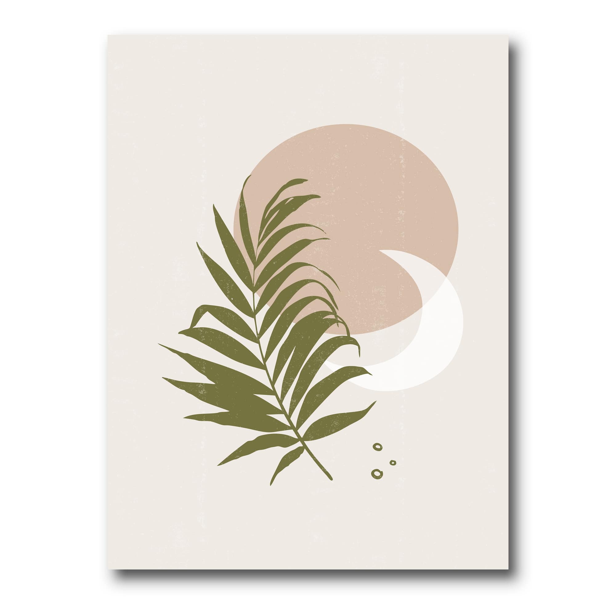Designart - Abstract Sun and Moon With Green Leaf II