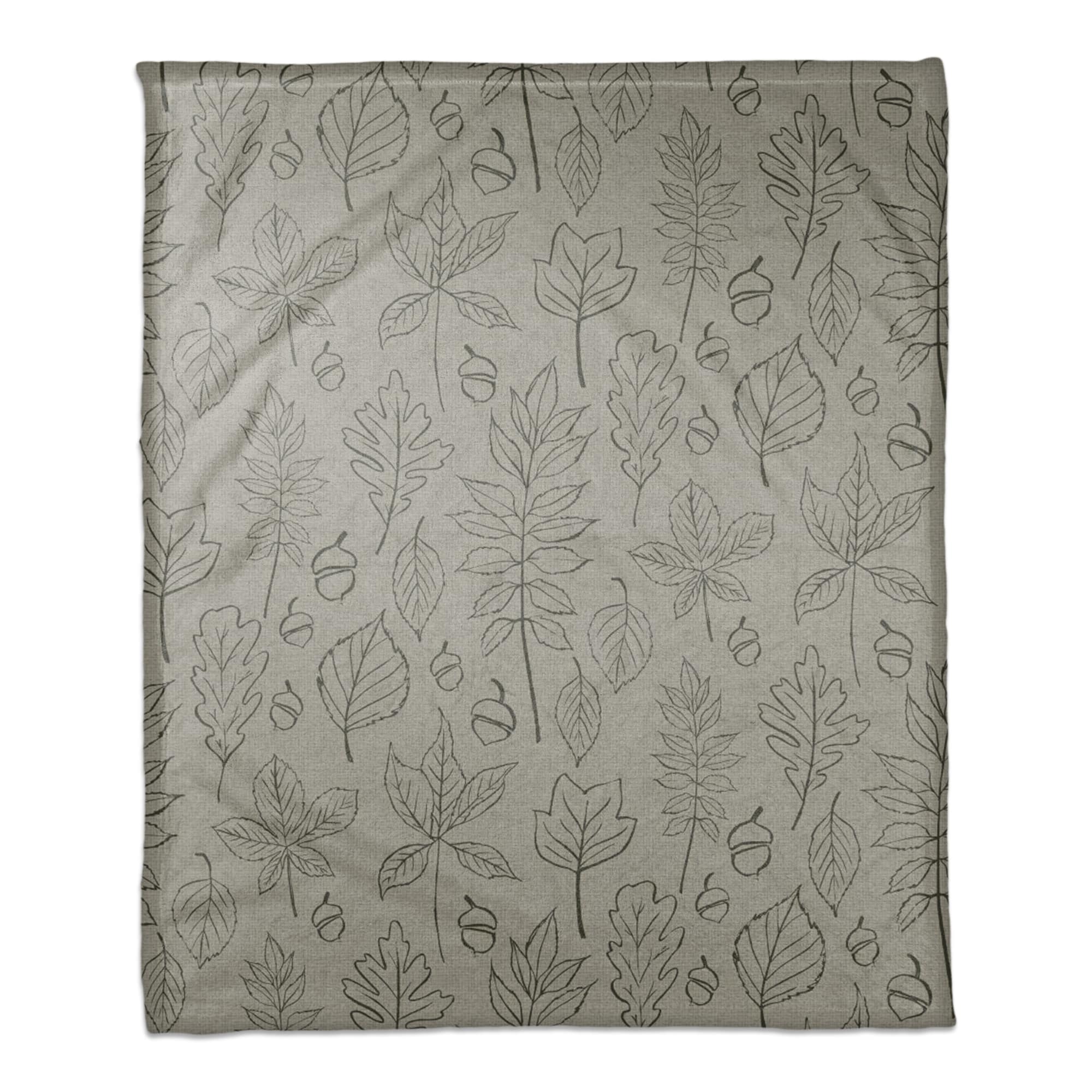 Green Fall Leaf Patterned Coral Fleece Blanket