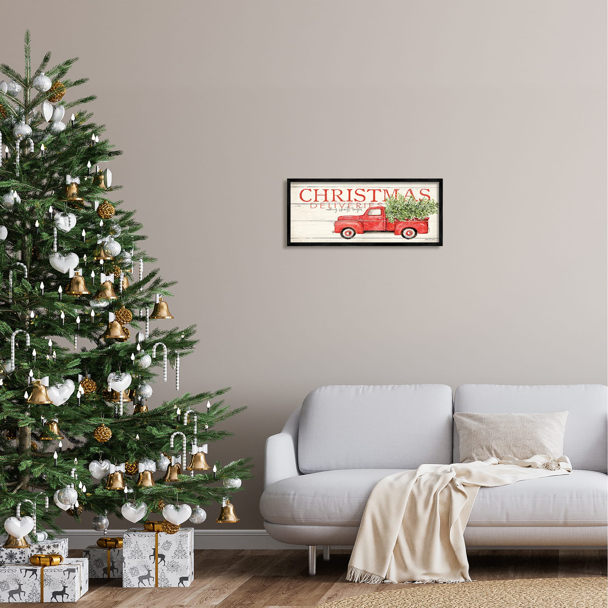 Stupell Industries Christmas Deliveries Red Truck Framed Giclee Art