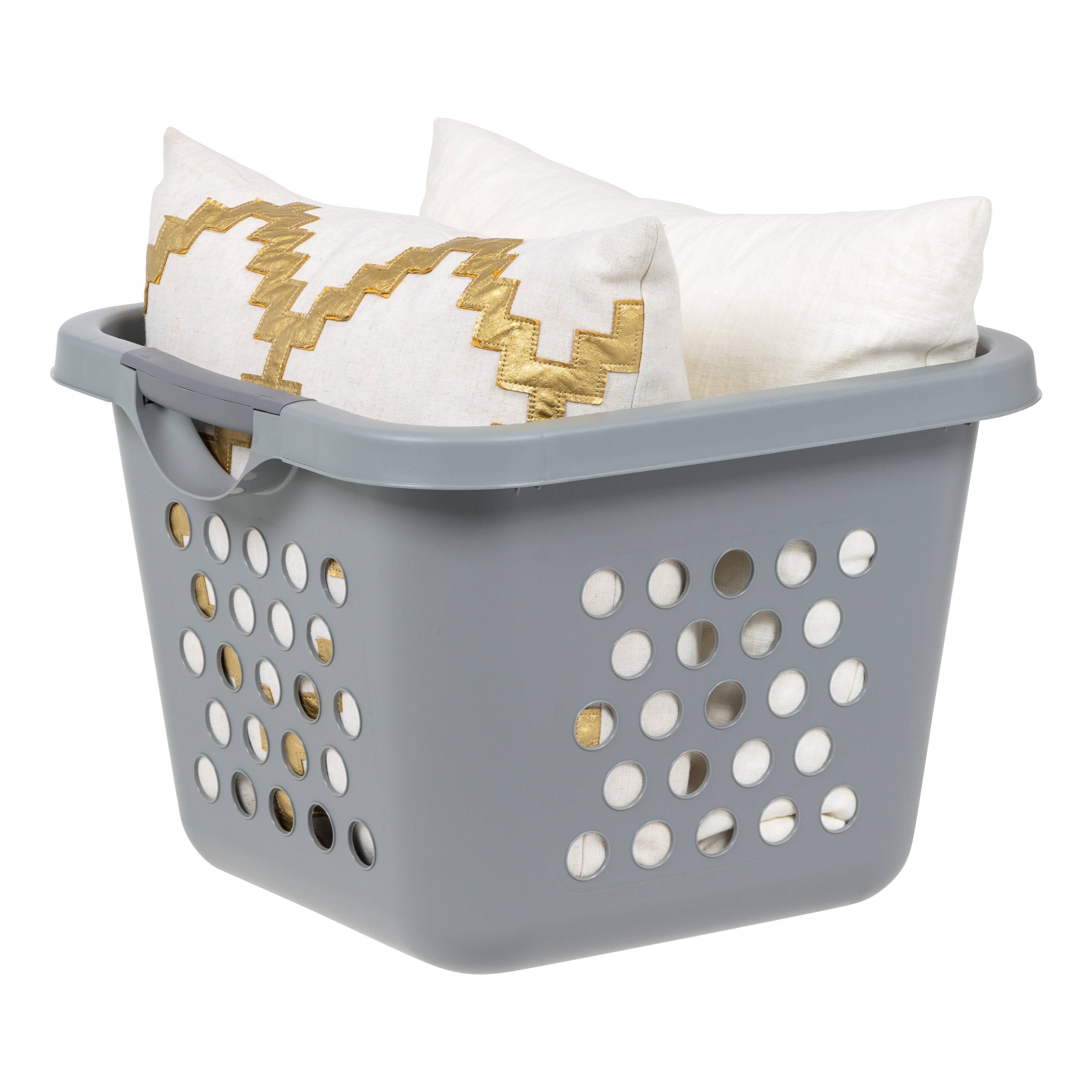 IRIS 30L Gray/Dark Gray Compact Laundry Basket Hamper, 3 Pack