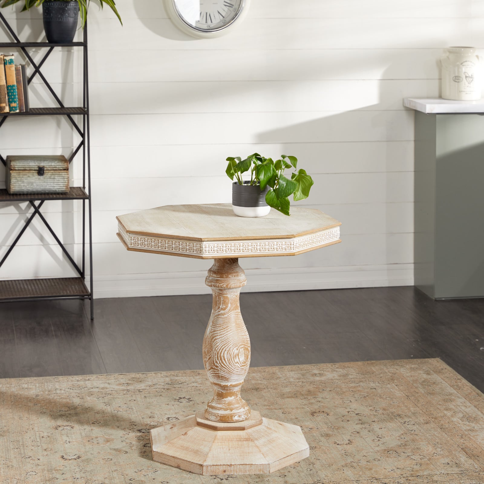 Brown Farmhouse Wood Accent Table, 30" x 28"