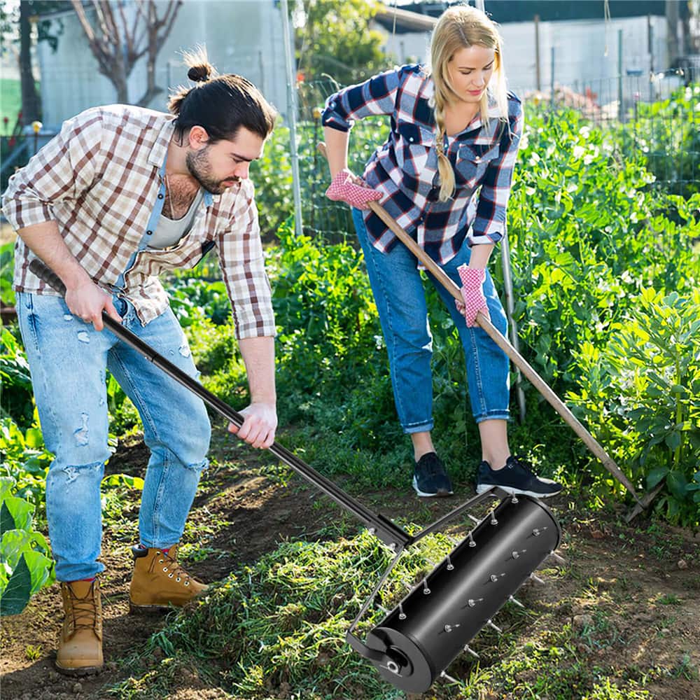 Costway 21" Heavy Duty Manual Rolling Lawn Aerator Tool with Handle