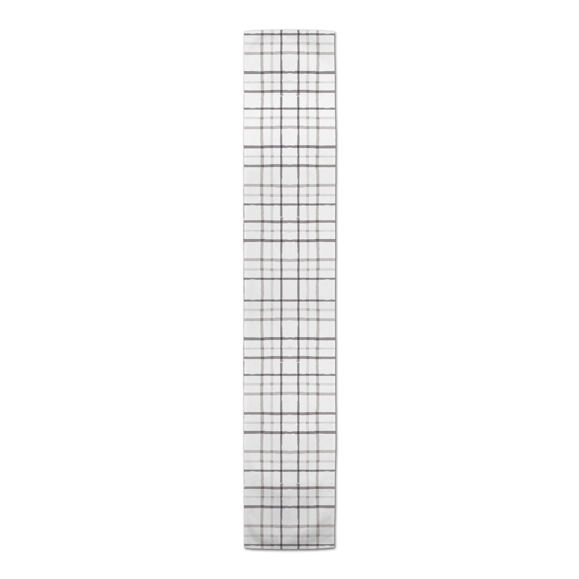 90" Rough Gray Plaid Table Runner