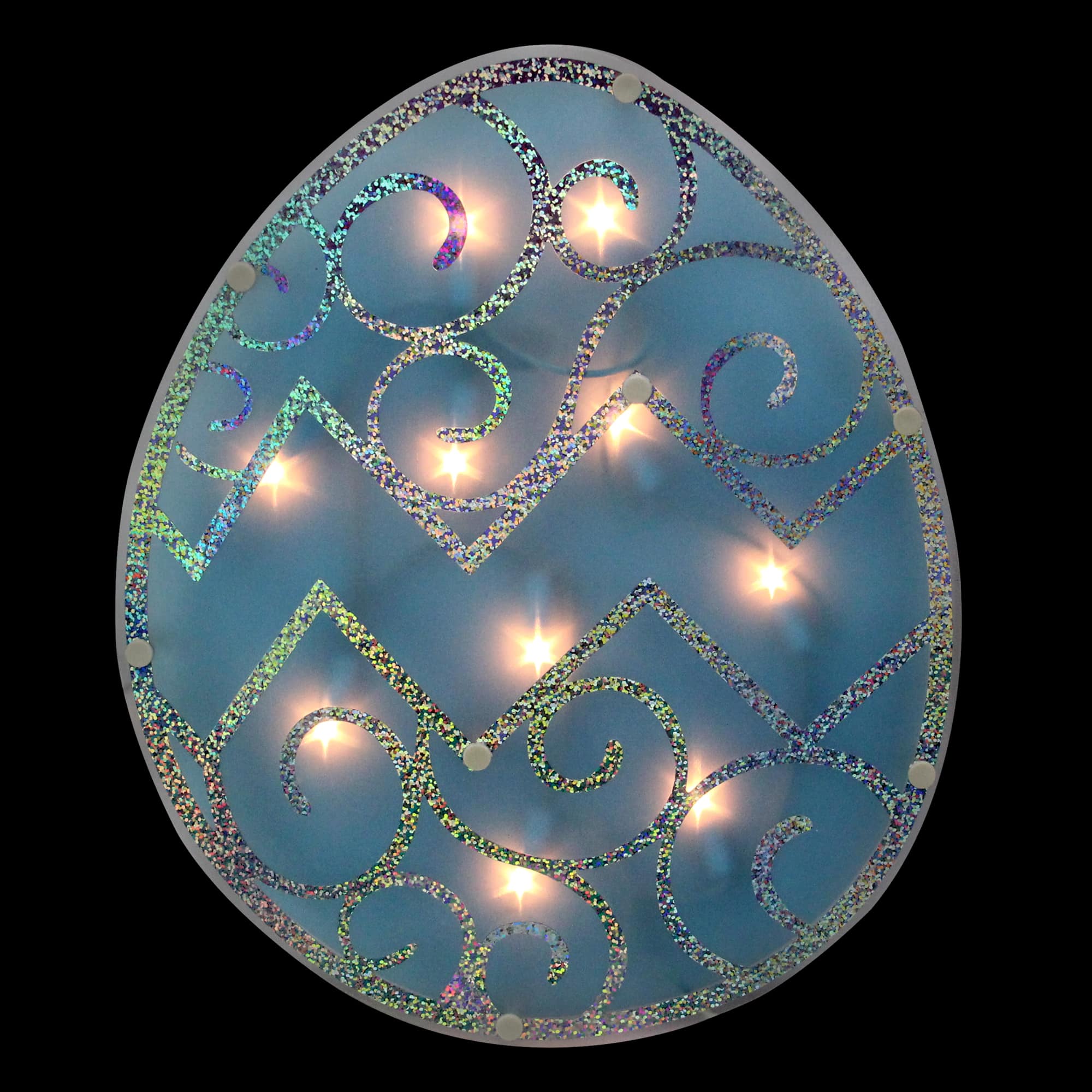 12" Lighted Blue Easter Egg Window Silhouette Decoration