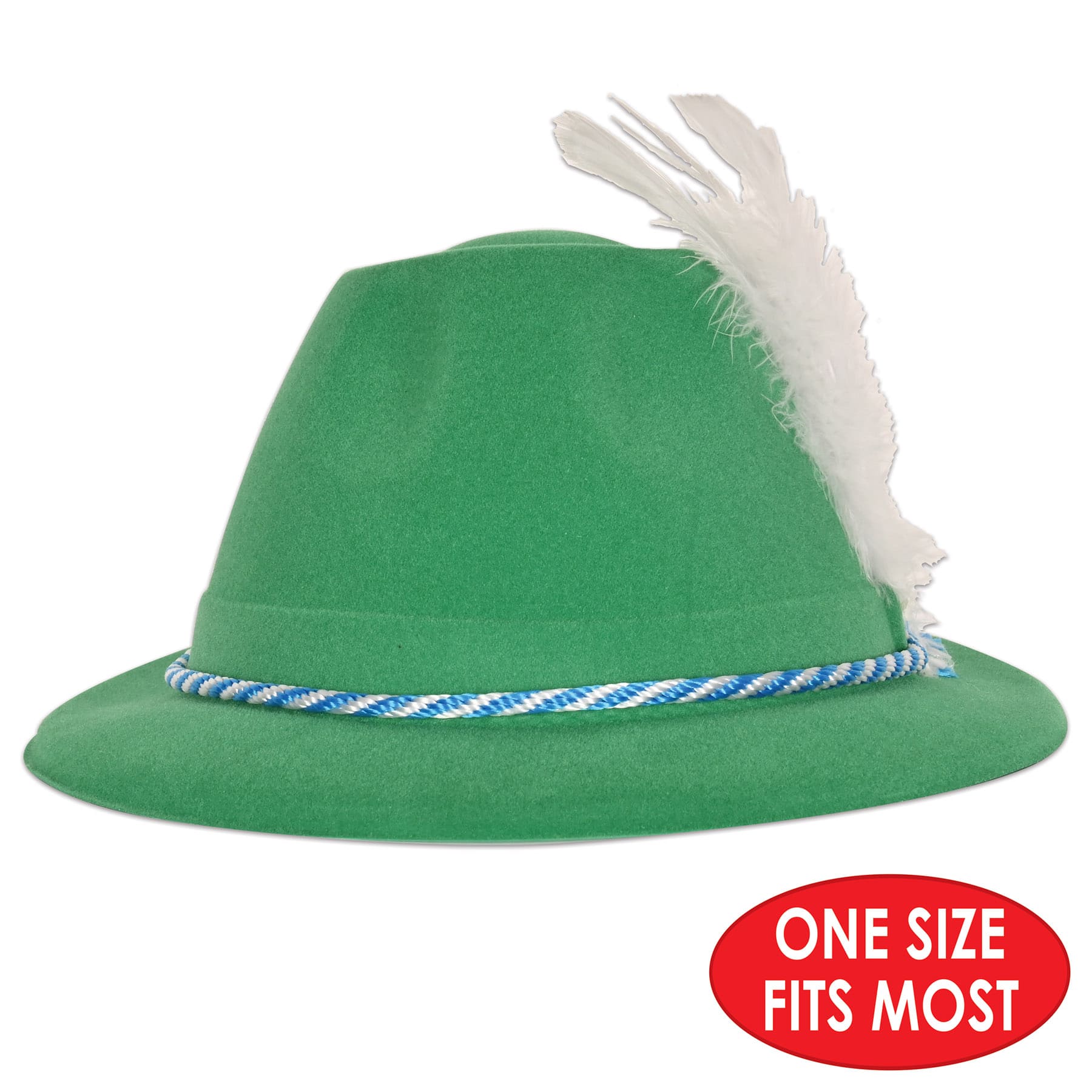Beistle Green Velour Tyrolean Hats with Feather, 2ct.