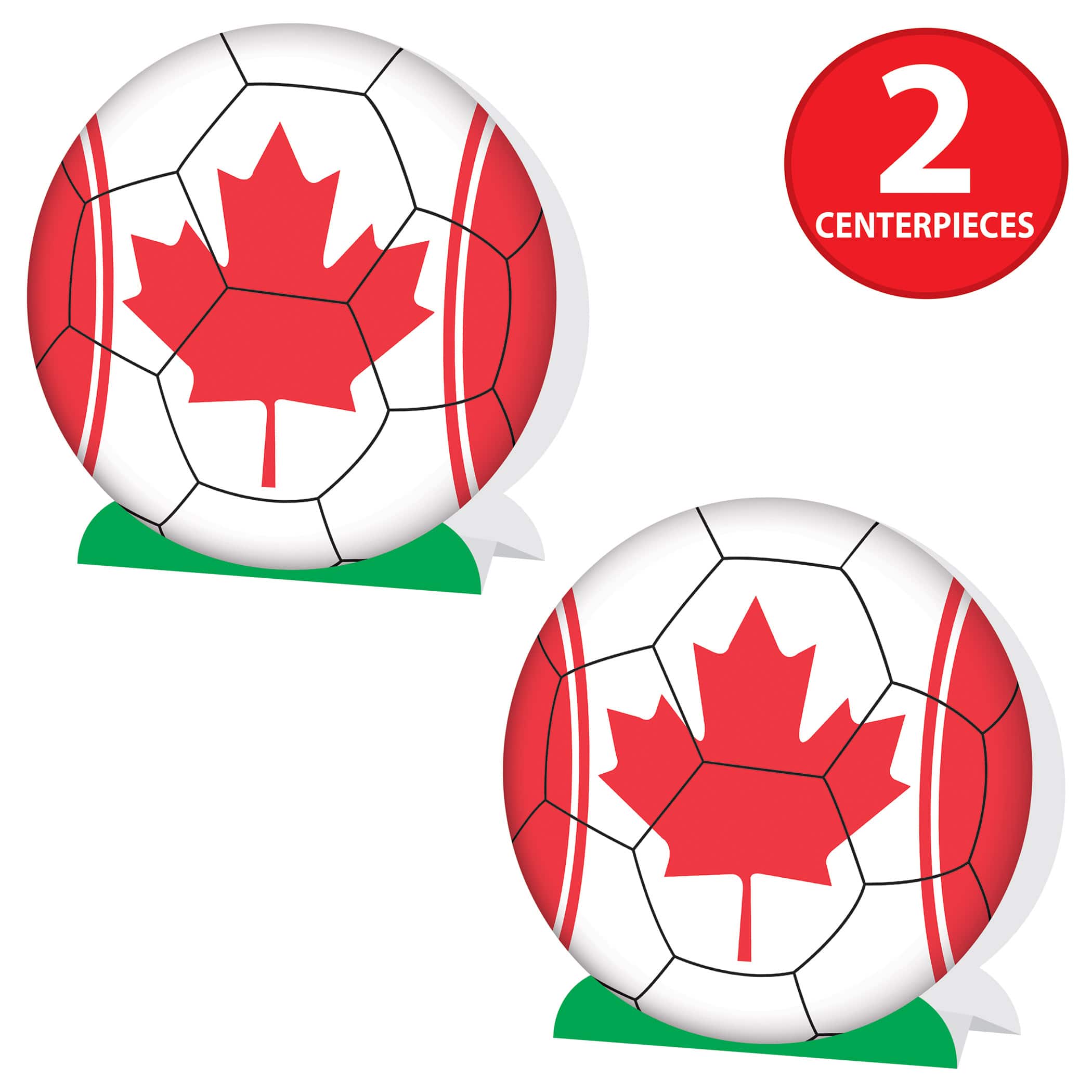 9.25" Canada 3D Soccer Ball Centerpieces, 2ct.